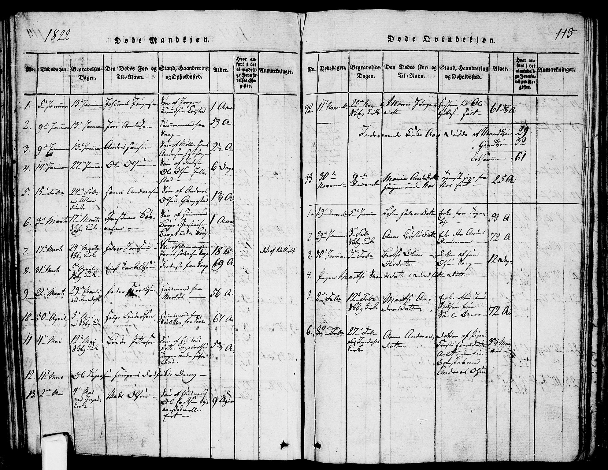 Skjeberg prestekontor Kirkebøker, SAO/A-10923/G/Ga/L0001: Parish register (copy) no. I 1, 1815-1830, p. 115