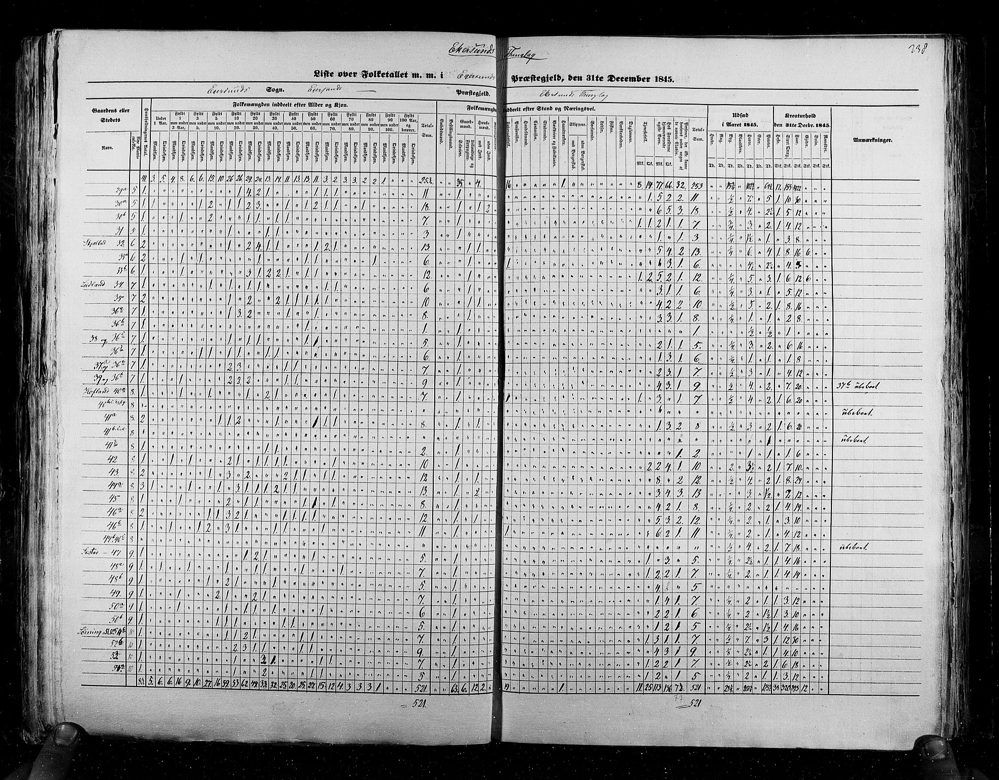 RA, Census 1845, vol. 6: Lister og Mandal amt og Stavanger amt, 1845, p. 238