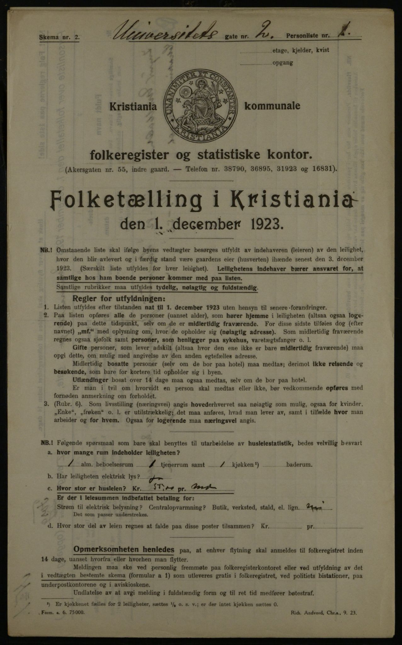 OBA, Municipal Census 1923 for Kristiania, 1923, p. 132646