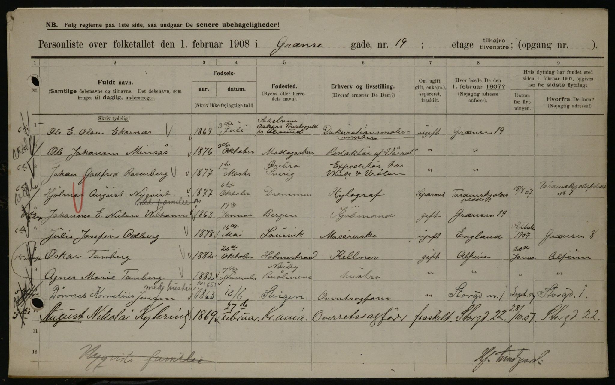 OBA, Municipal Census 1908 for Kristiania, 1908, p. 26885