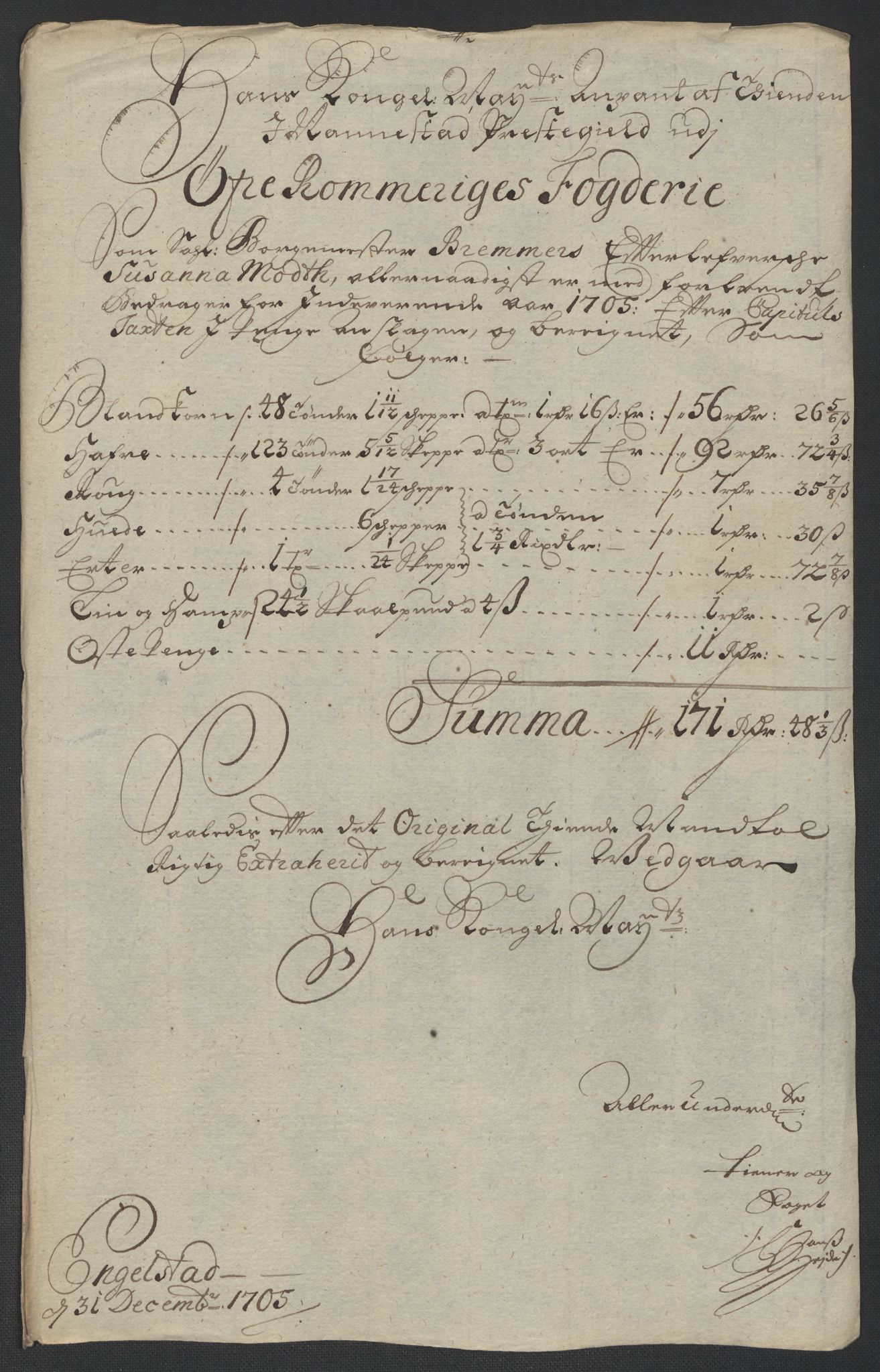 Rentekammeret inntil 1814, Reviderte regnskaper, Fogderegnskap, RA/EA-4092/R12/L0717: Fogderegnskap Øvre Romerike, 1704-1705, p. 273