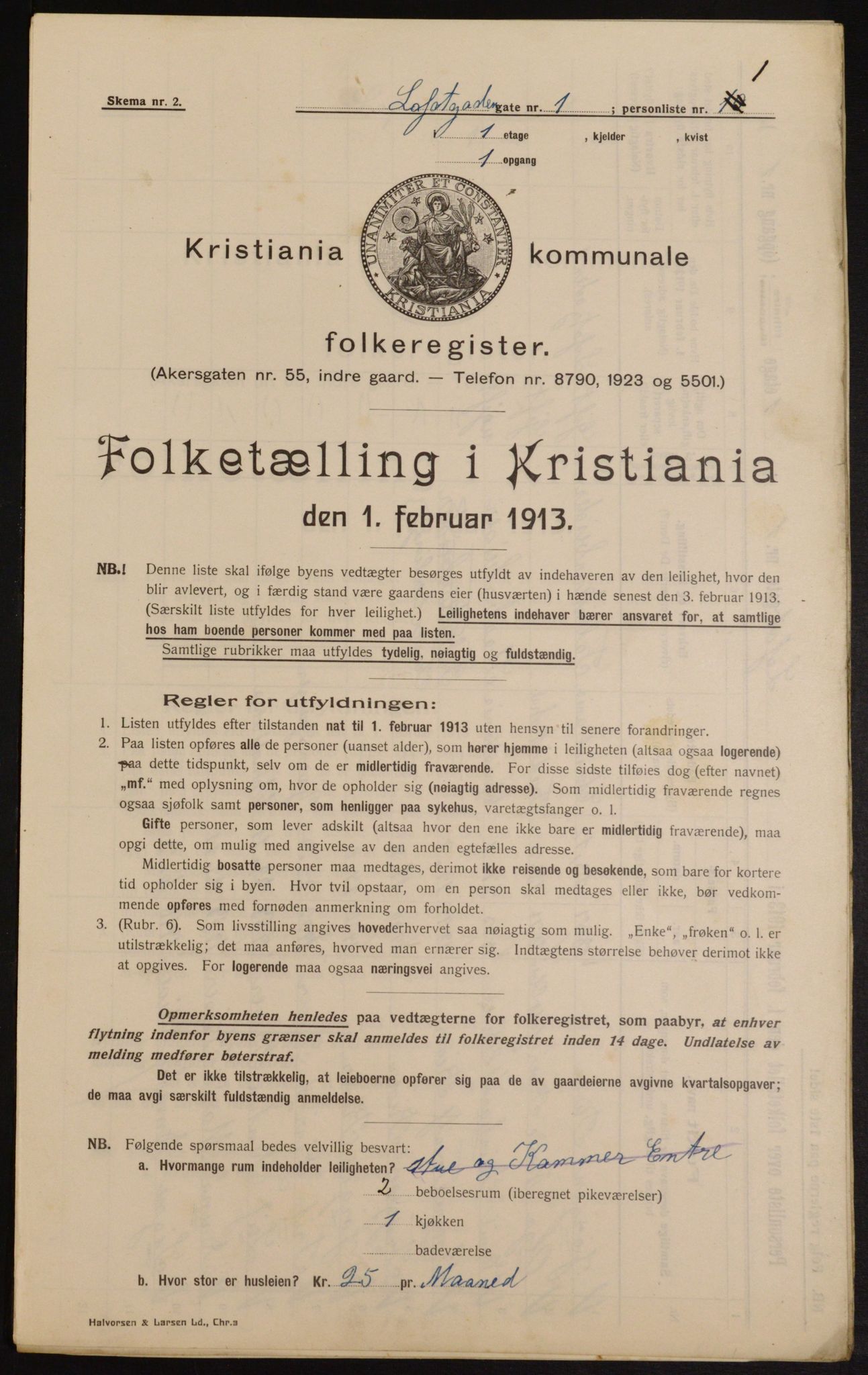 OBA, Municipal Census 1913 for Kristiania, 1913, p. 58128