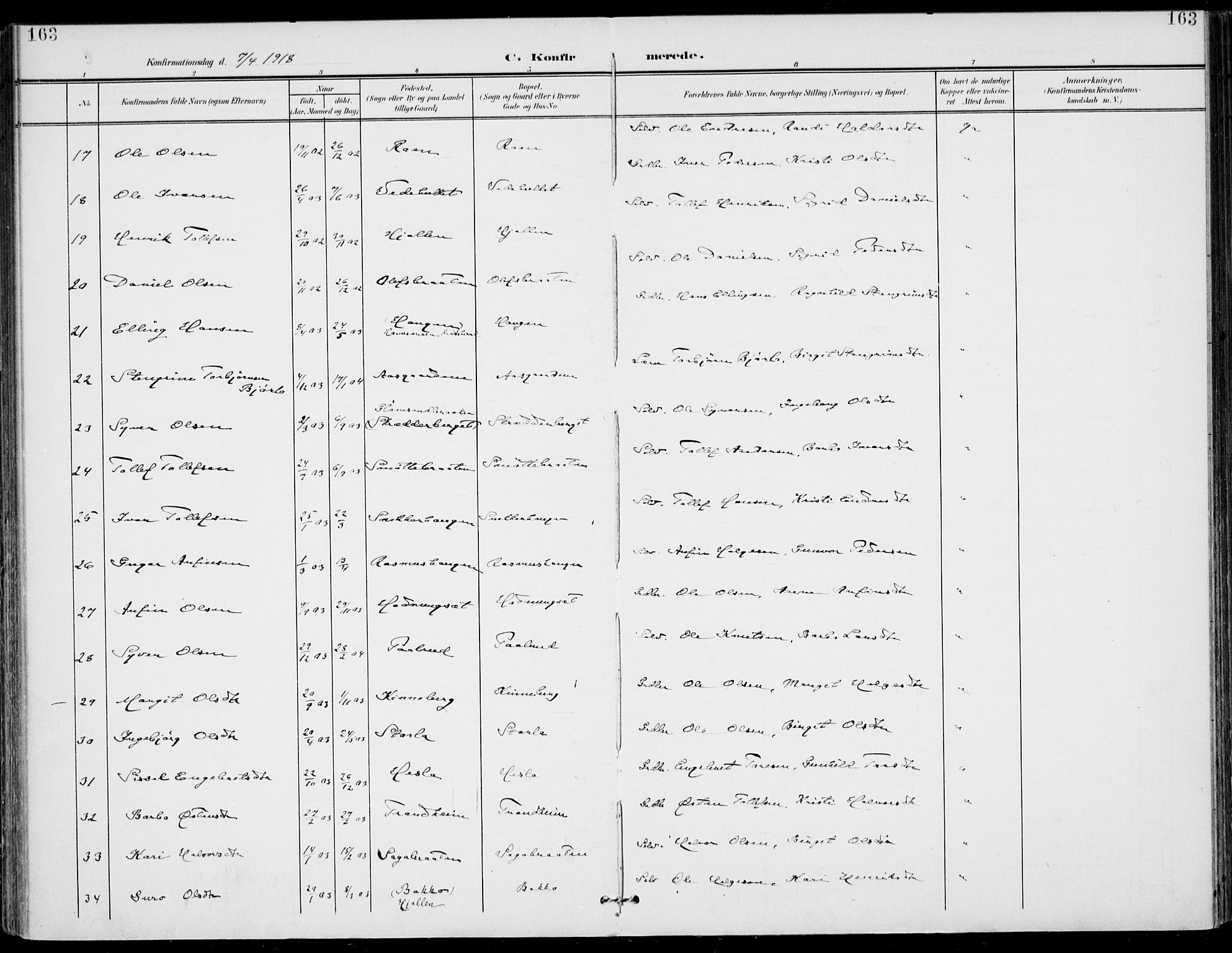 Gol kirkebøker, AV/SAKO-A-226/F/Fa/L0006: Parish register (official) no. I 6, 1901-1918, p. 163
