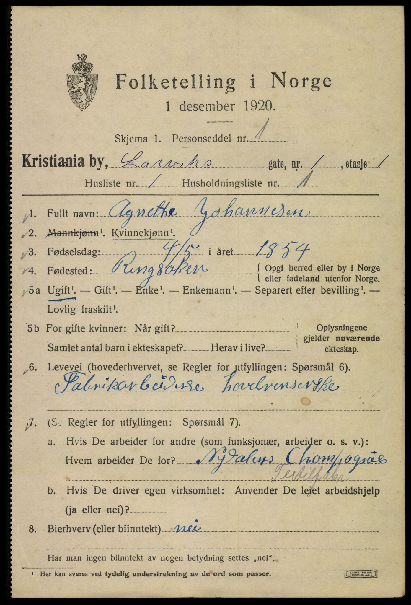 SAO, 1920 census for Kristiania, 1920, p. 361411