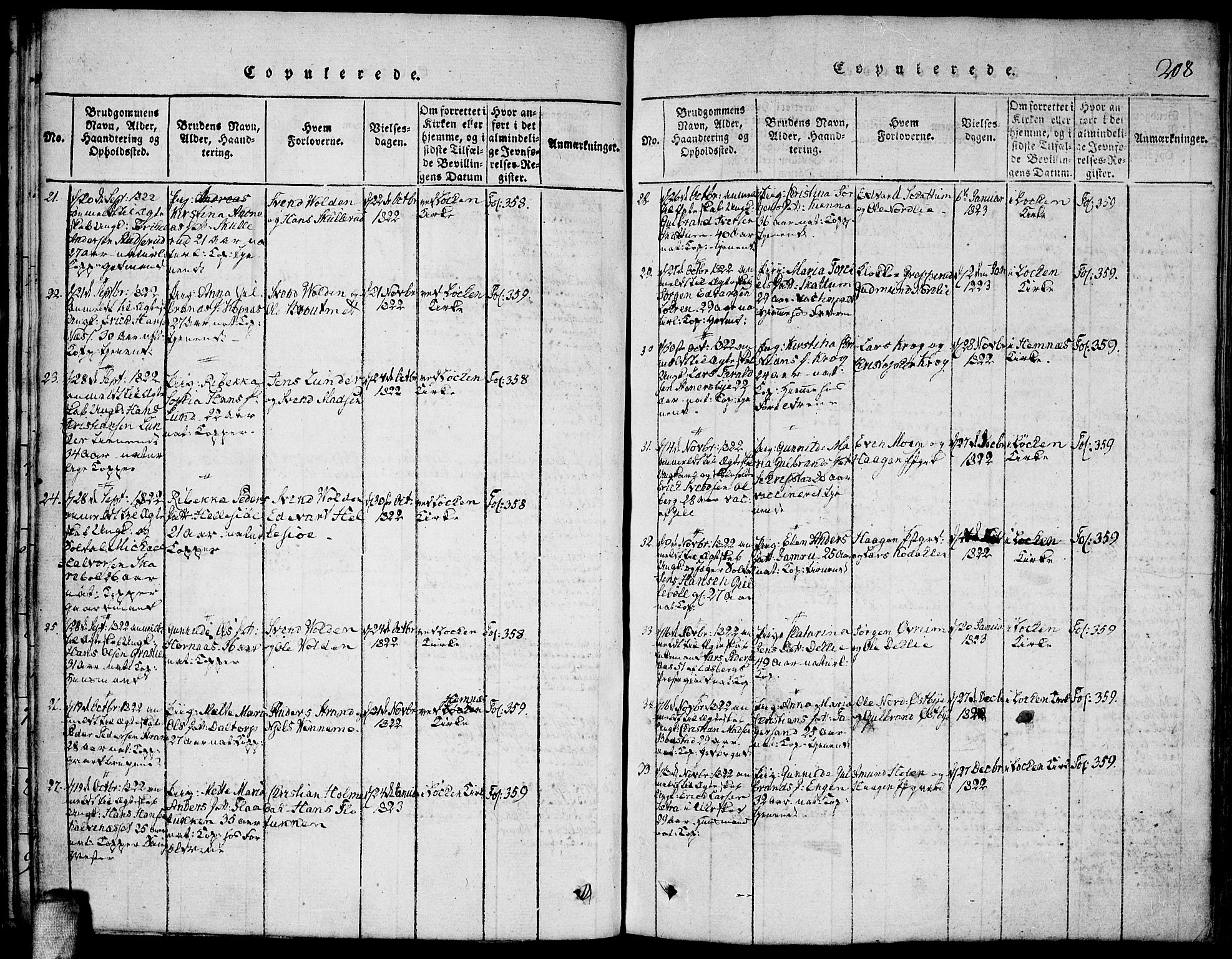 Høland prestekontor Kirkebøker, SAO/A-10346a/F/Fa/L0007: Parish register (official) no. I 7, 1814-1827, p. 208