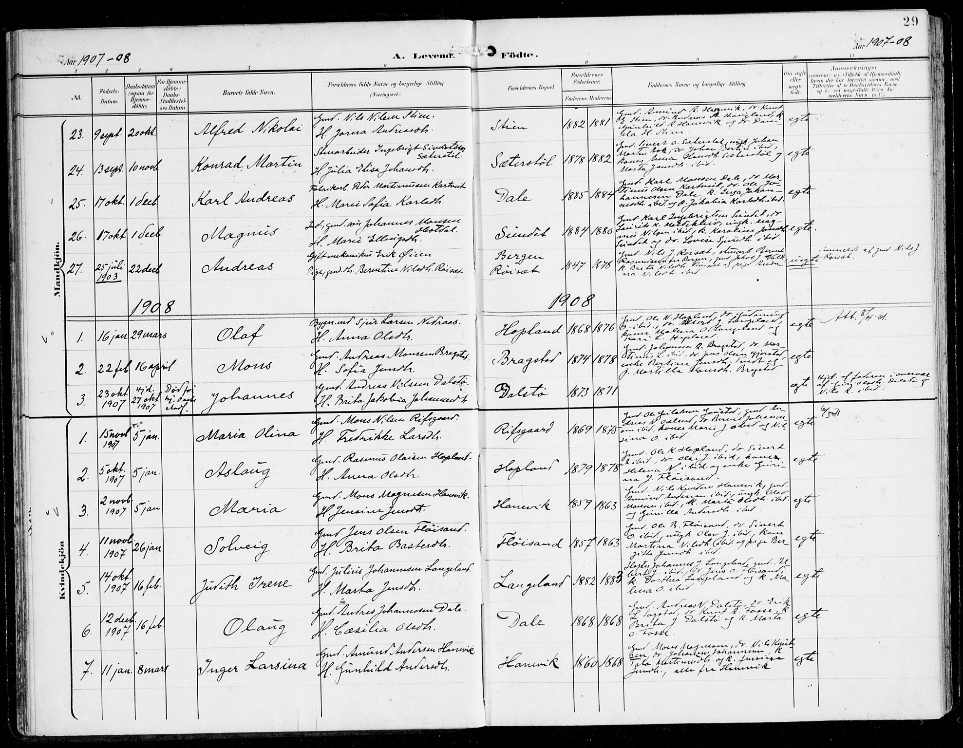 Alversund Sokneprestembete, SAB/A-73901/H/Ha/Haa/Haac/L0002: Parish register (official) no. C 2, 1901-1921, p. 29