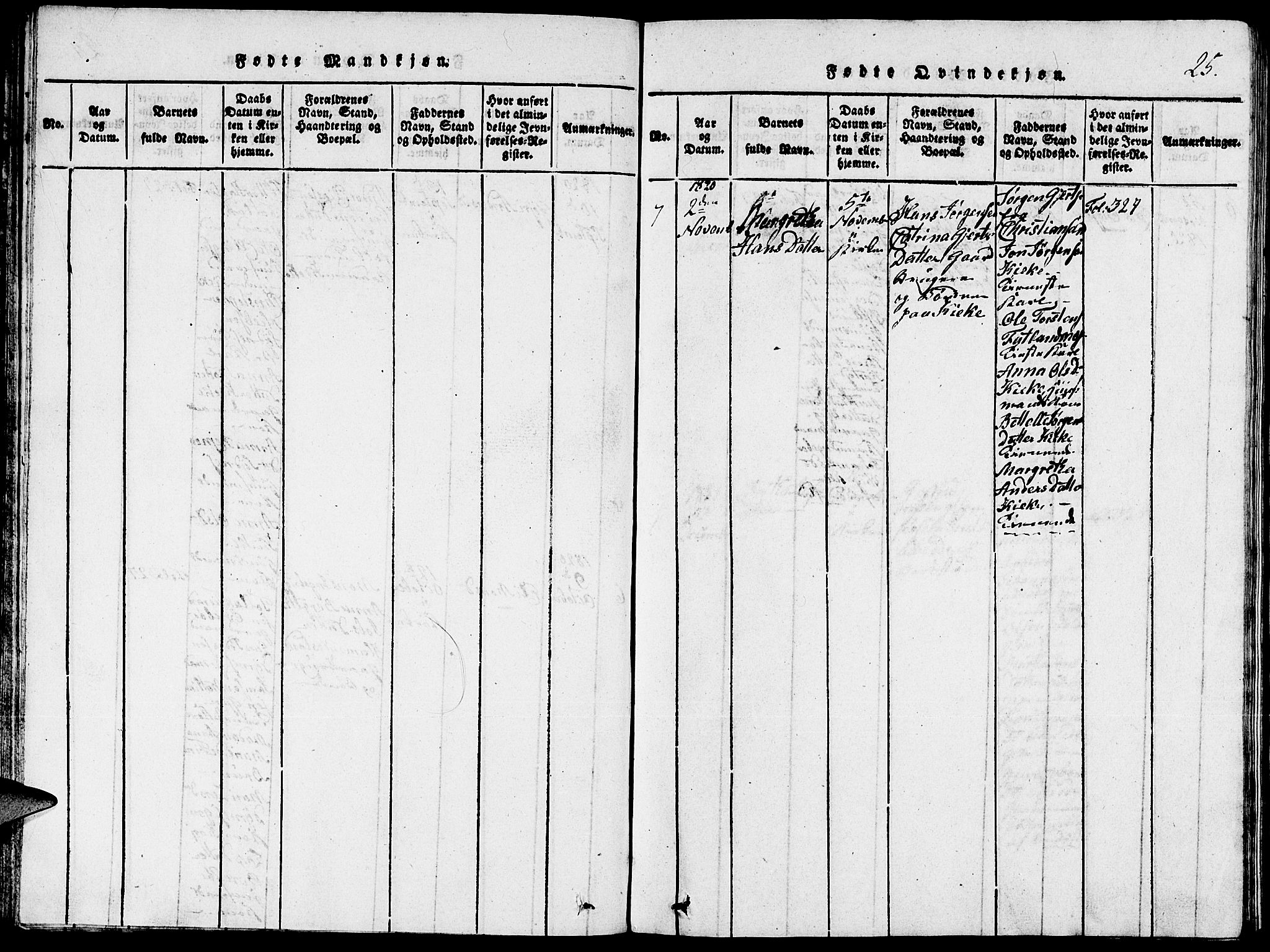 Fjelberg sokneprestembete, SAB/A-75201/H/Hab: Parish register (copy) no. A 1, 1816-1823, p. 25