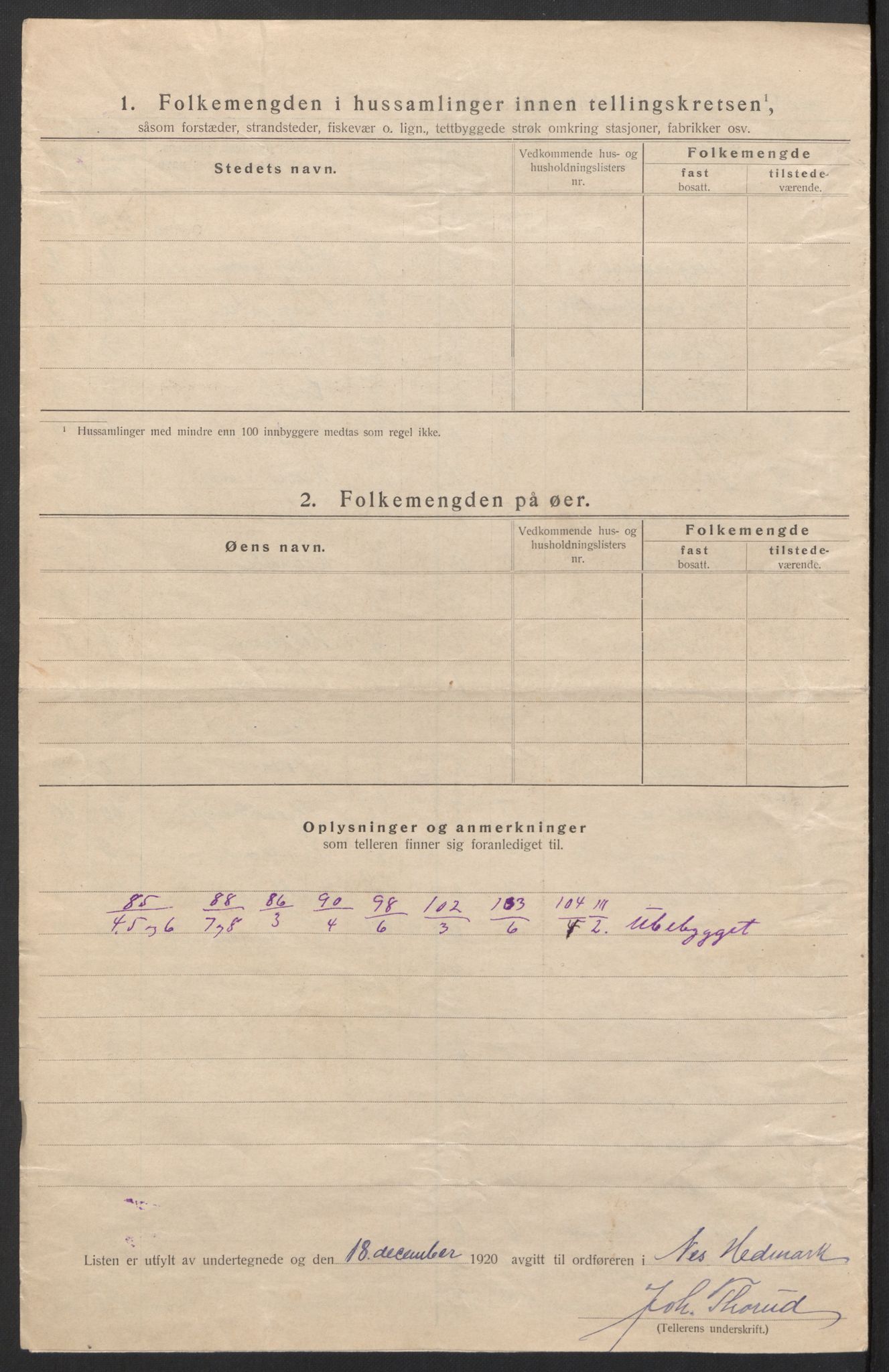 SAH, 1920 census for Nes (Hedmark), 1920, p. 23