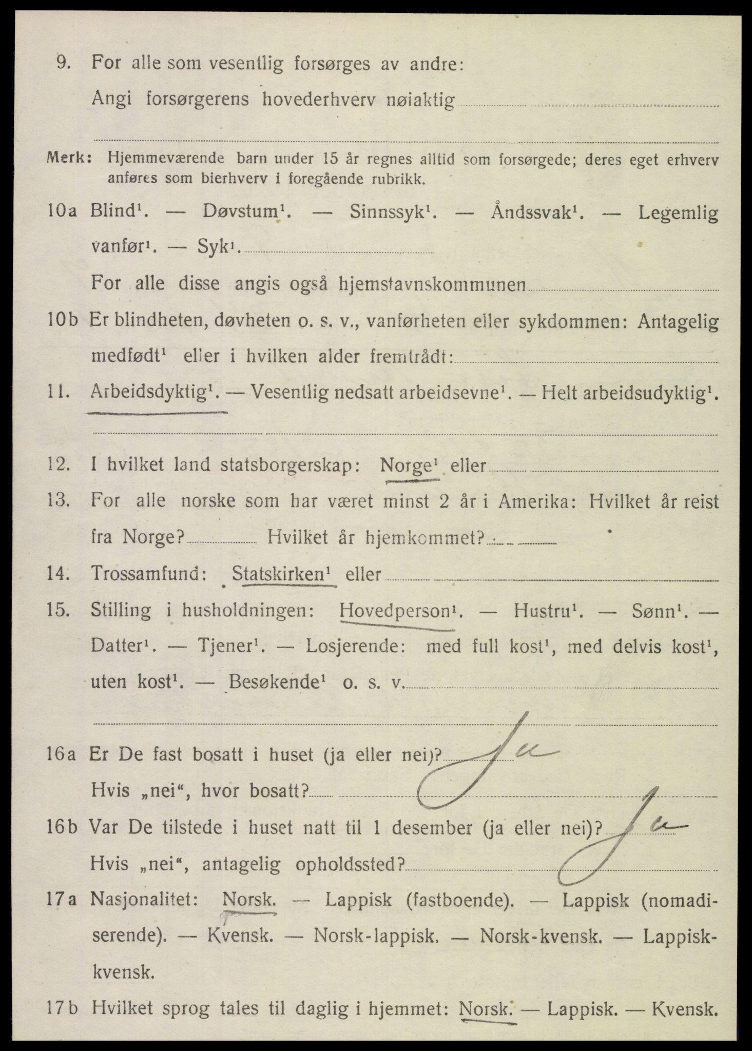 SAT, 1920 census for Hemnes, 1920, p. 7109