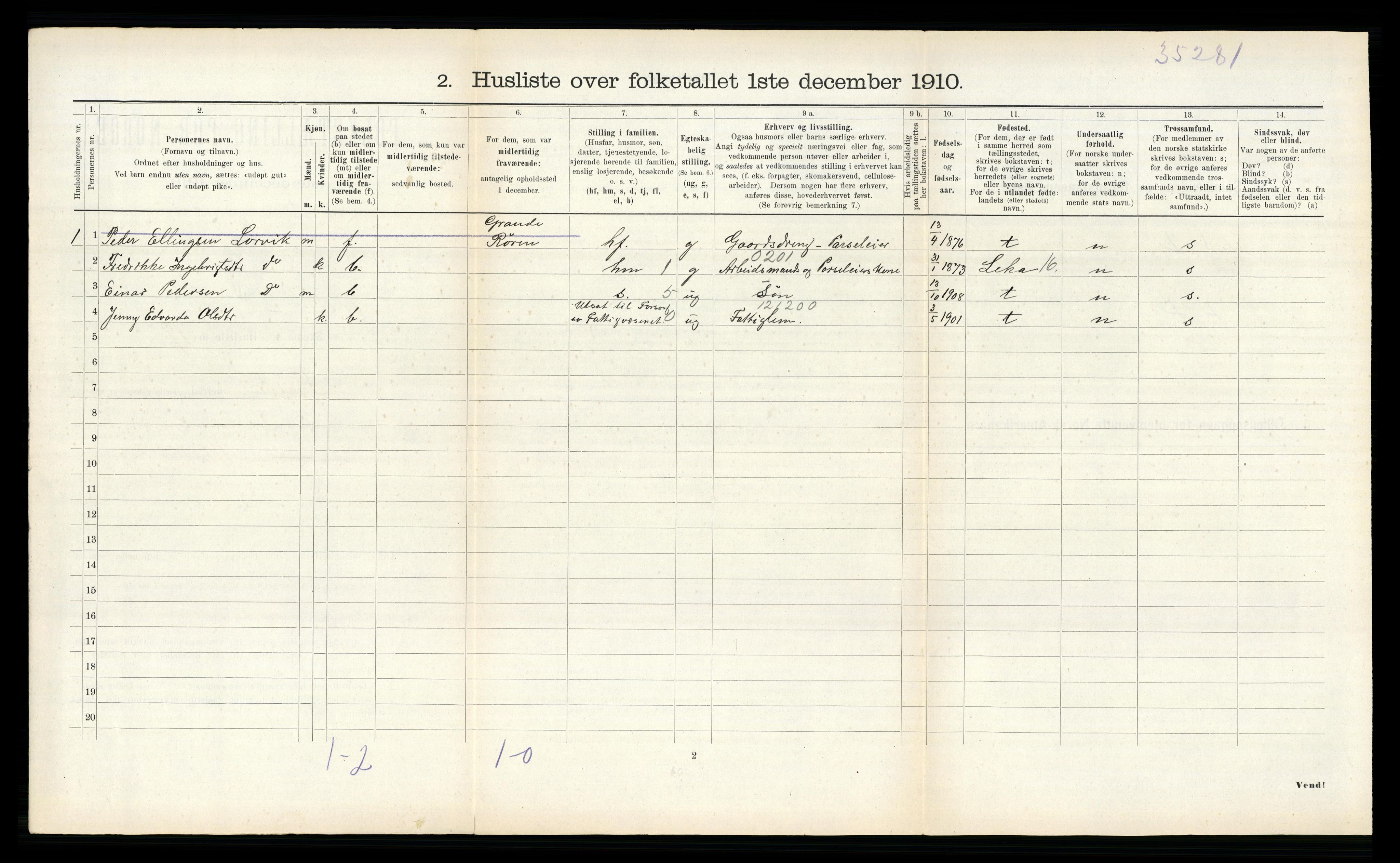 RA, 1910 census for Sparbu, 1910, p. 469