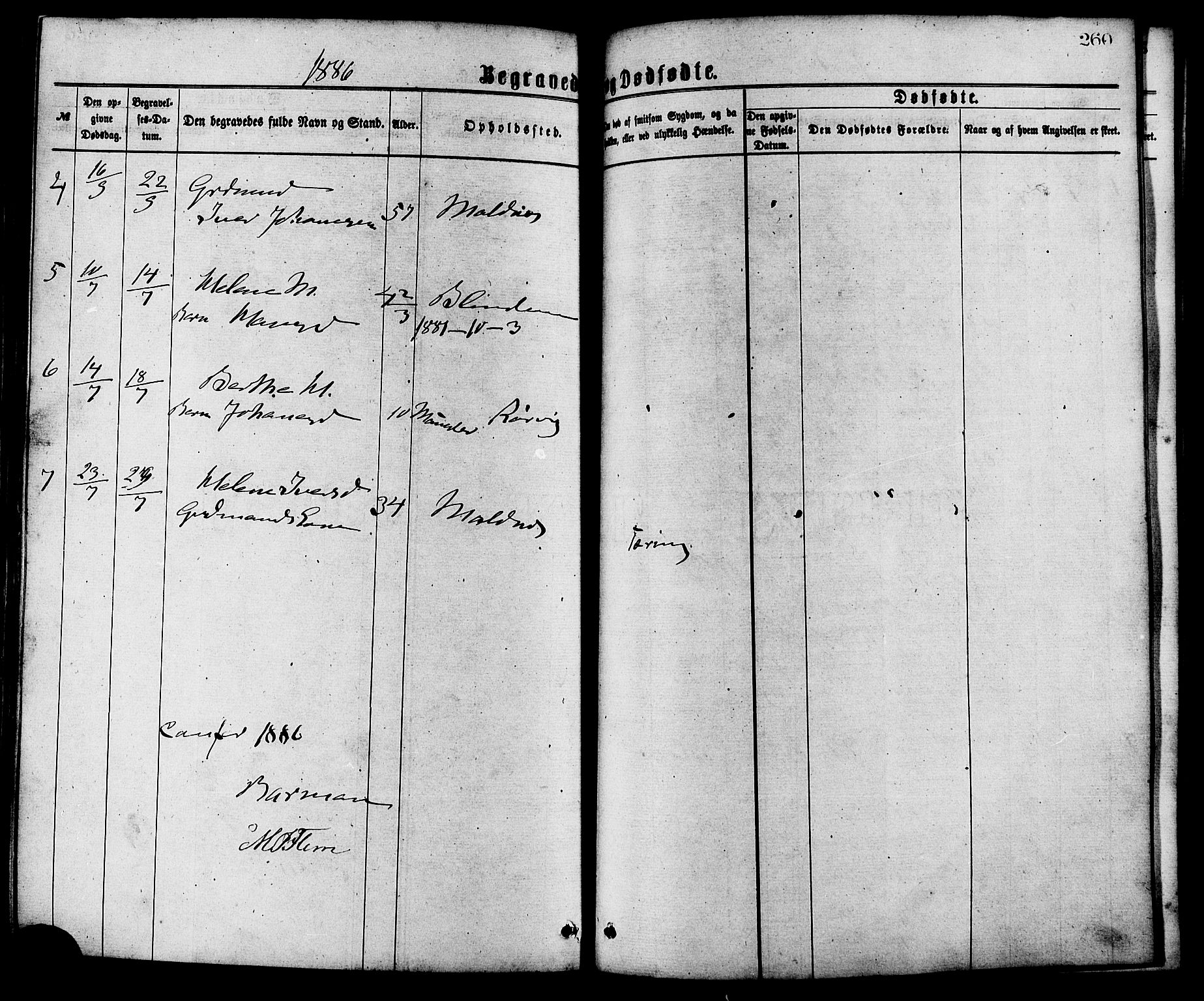 Ministerialprotokoller, klokkerbøker og fødselsregistre - Møre og Romsdal, AV/SAT-A-1454/537/L0519: Parish register (official) no. 537A03, 1876-1889, p. 260