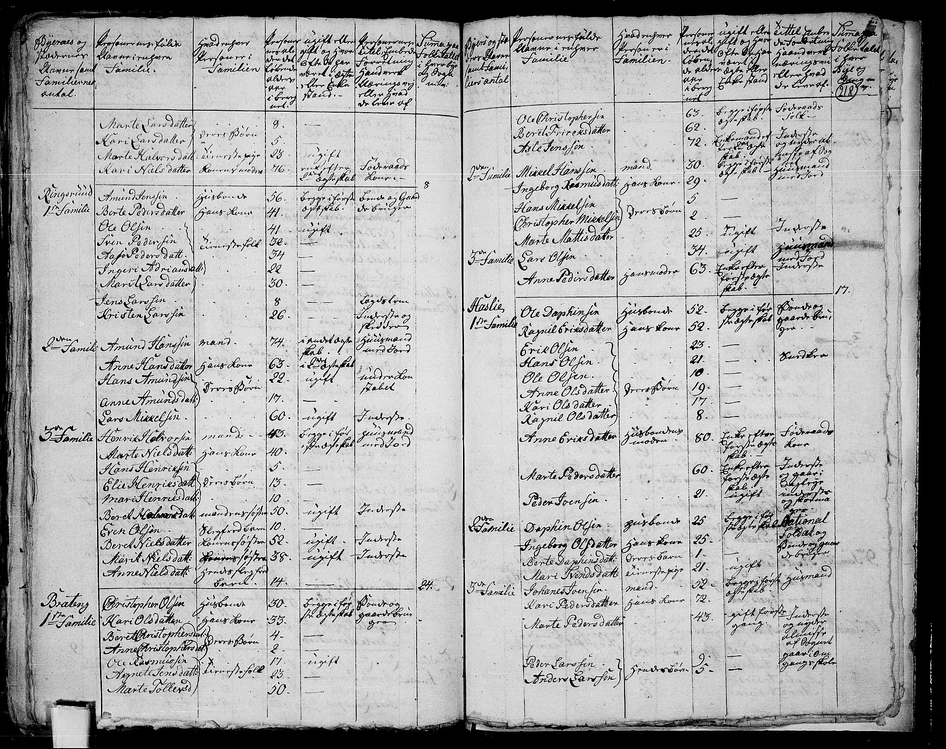 RA, 1801 census for 0525P Biri, 1801, p. 217b-218a