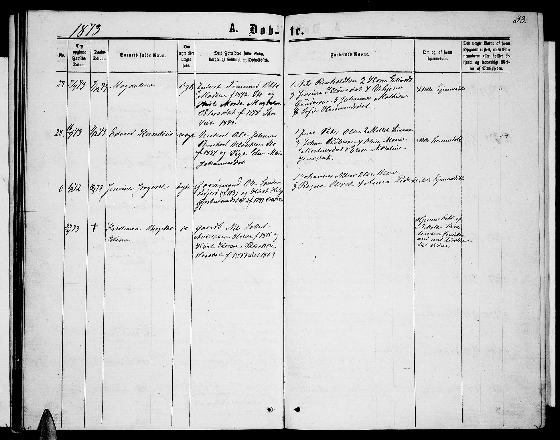 Ministerialprotokoller, klokkerbøker og fødselsregistre - Nordland, AV/SAT-A-1459/894/L1358: Parish register (copy) no. 894C01, 1864-1877, p. 33