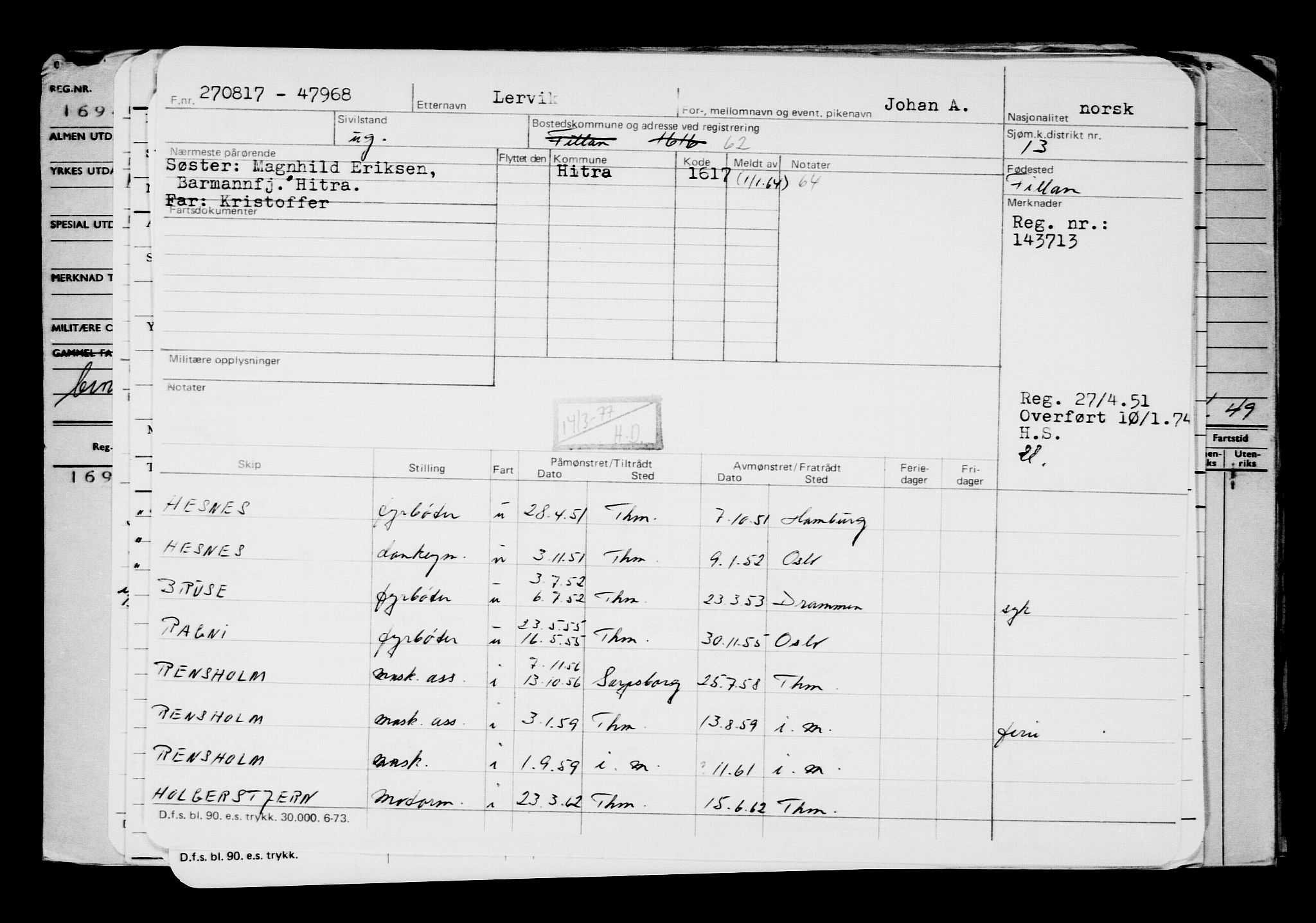 Direktoratet for sjømenn, AV/RA-S-3545/G/Gb/L0151: Hovedkort, 1917, p. 317