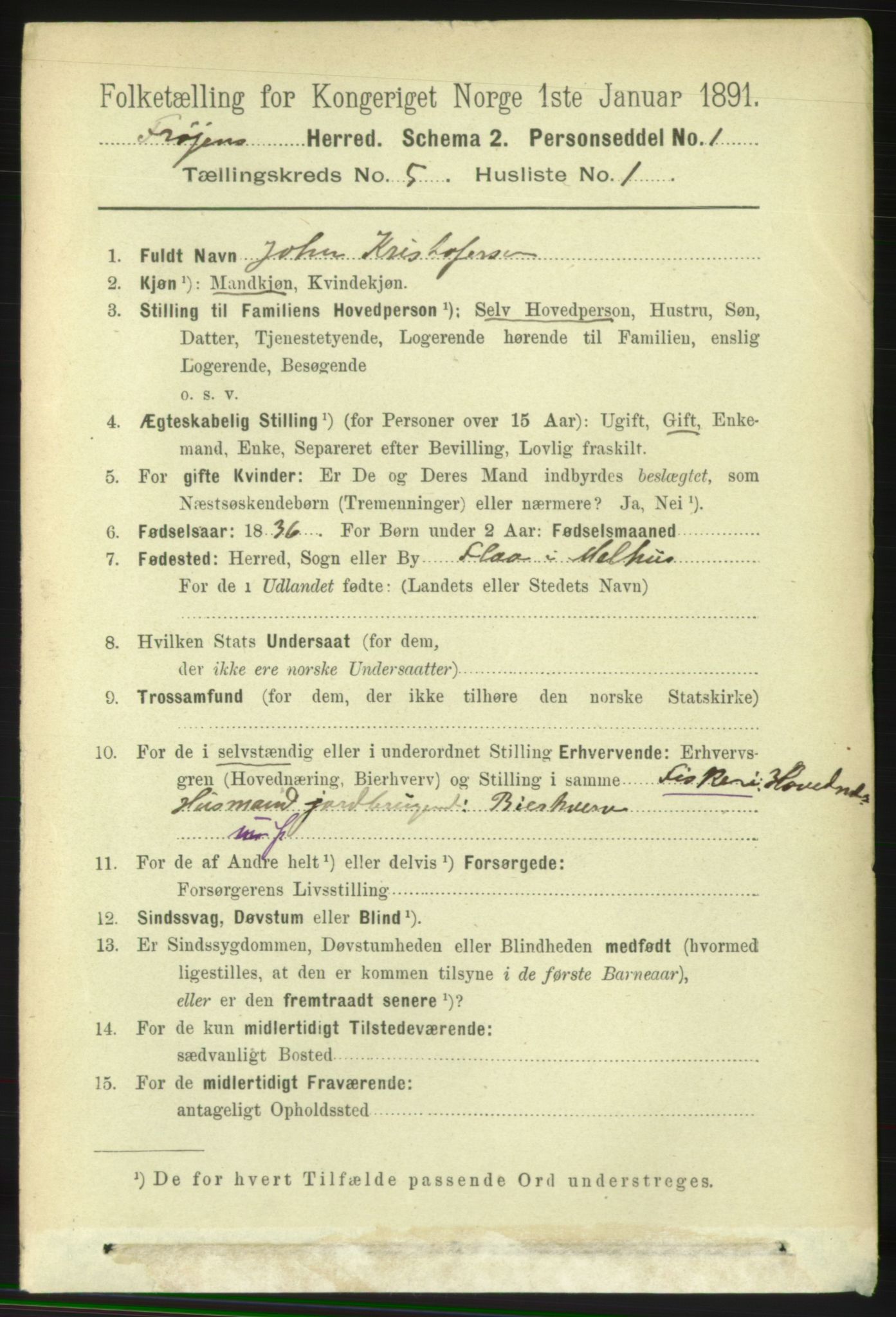 RA, 1891 census for 1619 Frøya, 1891, p. 3358