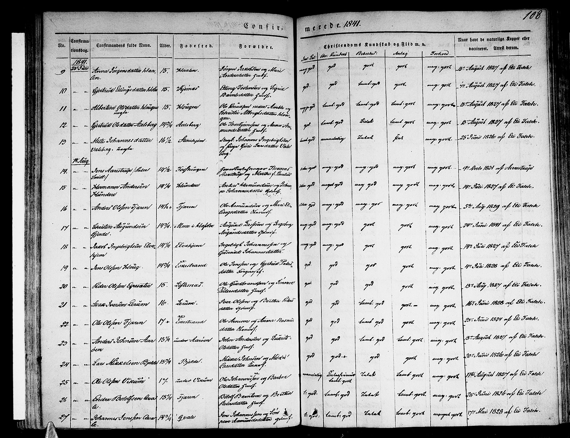 Sogndal sokneprestembete, SAB/A-81301/H/Haa/Haaa/L0011: Parish register (official) no. A 11, 1839-1847, p. 108