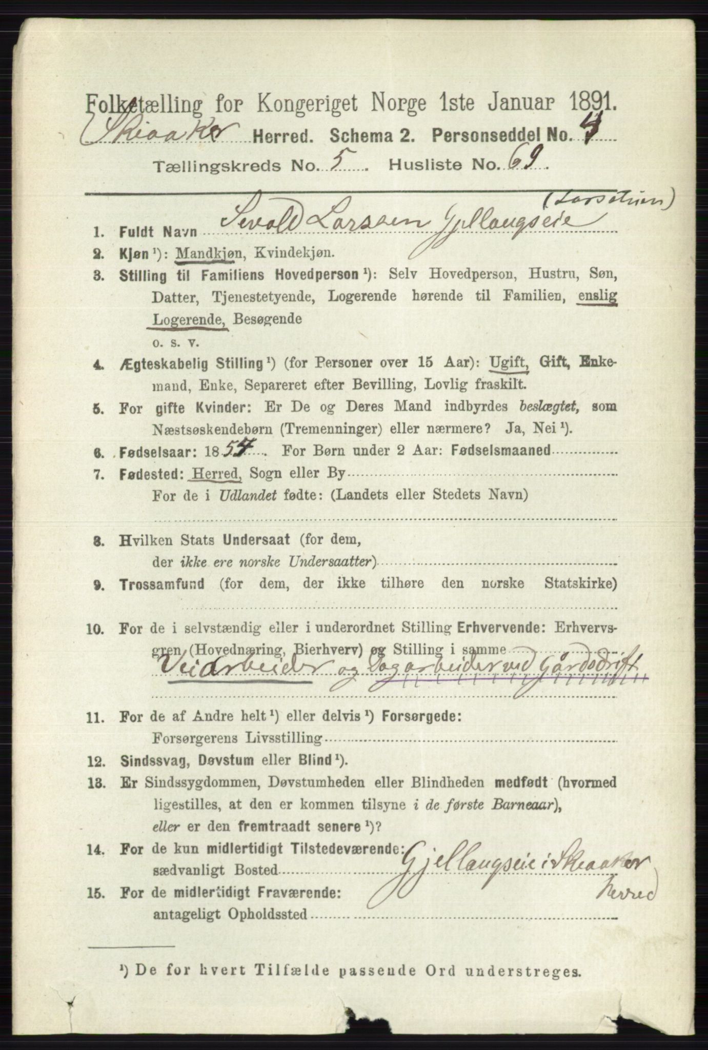 RA, 1891 census for 0513 Skjåk, 1891, p. 1979