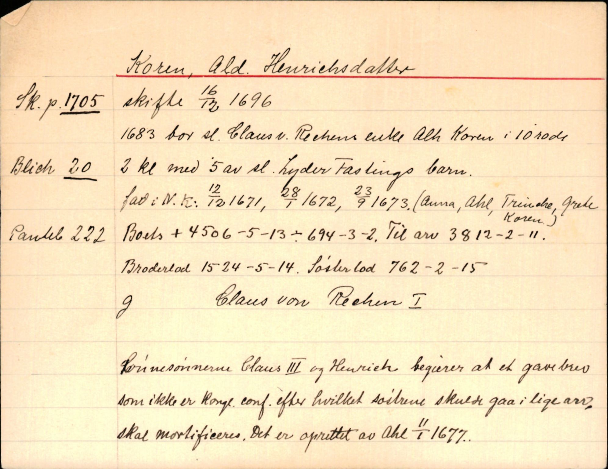 Sollied, Olaf og Thora - samlinger, AV/SAB-SAB/DA-0401/01/L0045: Registerkort skuff 6, Koren - Løven, p. 5