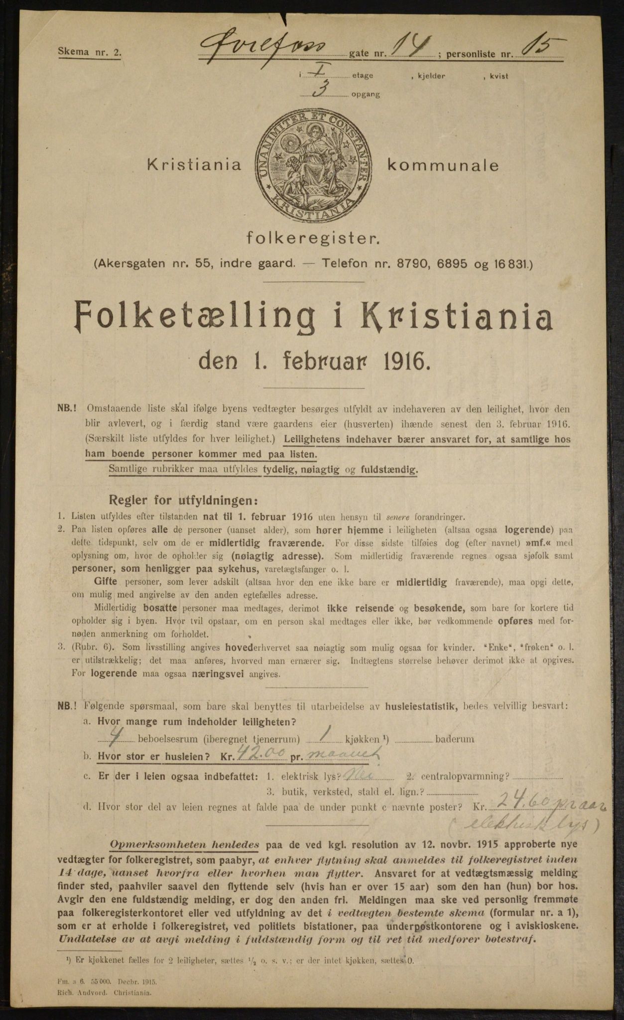 OBA, Municipal Census 1916 for Kristiania, 1916, p. 133481