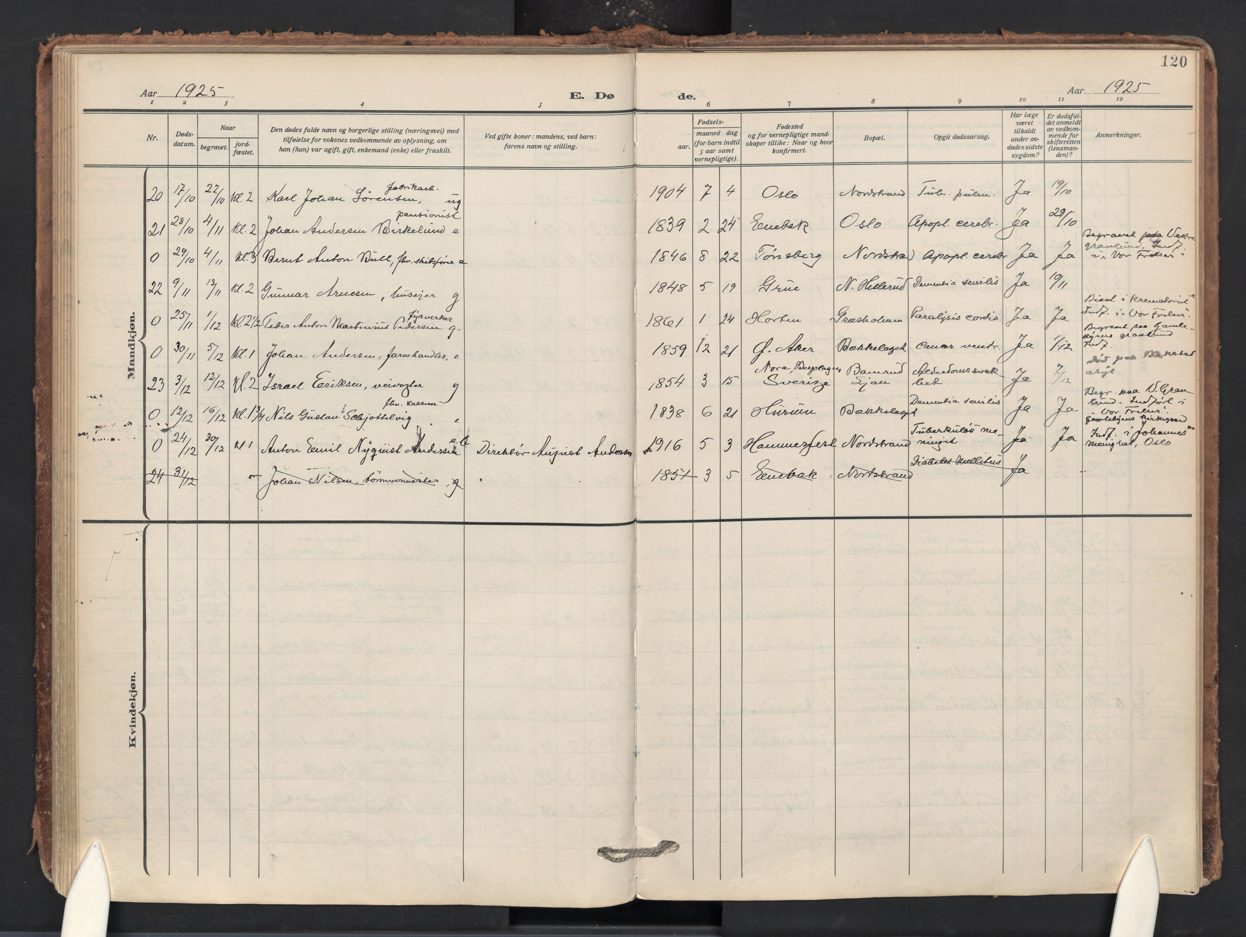 Nordstrand prestekontor Kirkebøker, AV/SAO-A-10362a/F/Fa/L0003: Parish register (official) no. 3, 1914-1932, p. 120