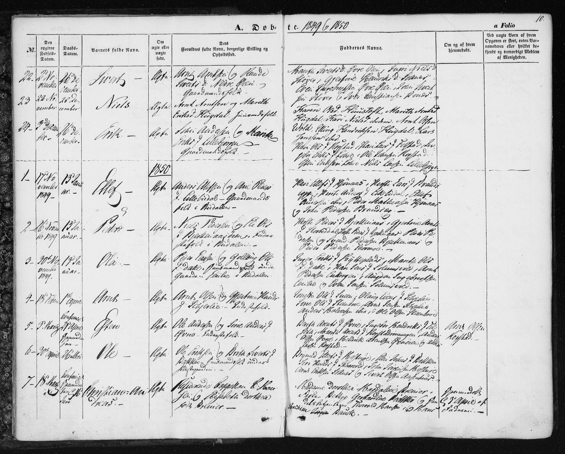 Ministerialprotokoller, klokkerbøker og fødselsregistre - Sør-Trøndelag, SAT/A-1456/687/L1000: Parish register (official) no. 687A06, 1848-1869, p. 10