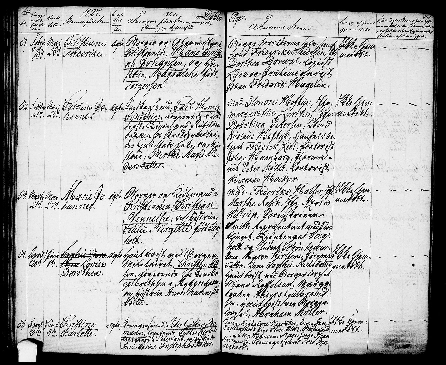 Oslo domkirke Kirkebøker, SAO/A-10752/F/Fa/L0010: Parish register (official) no. 10, 1824-1830, p. 266-267