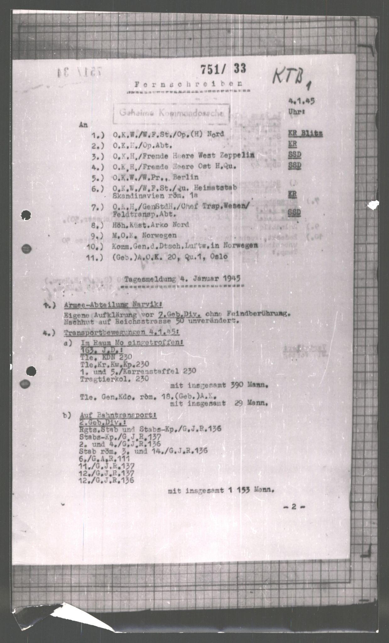 Forsvarets Overkommando. 2 kontor. Arkiv 11.4. Spredte tyske arkivsaker, AV/RA-RAFA-7031/D/Dar/Dara/L0001: Krigsdagbøker for 20. Gebirgs-Armee-Oberkommando (AOK 20), 1944-1945, p. 399