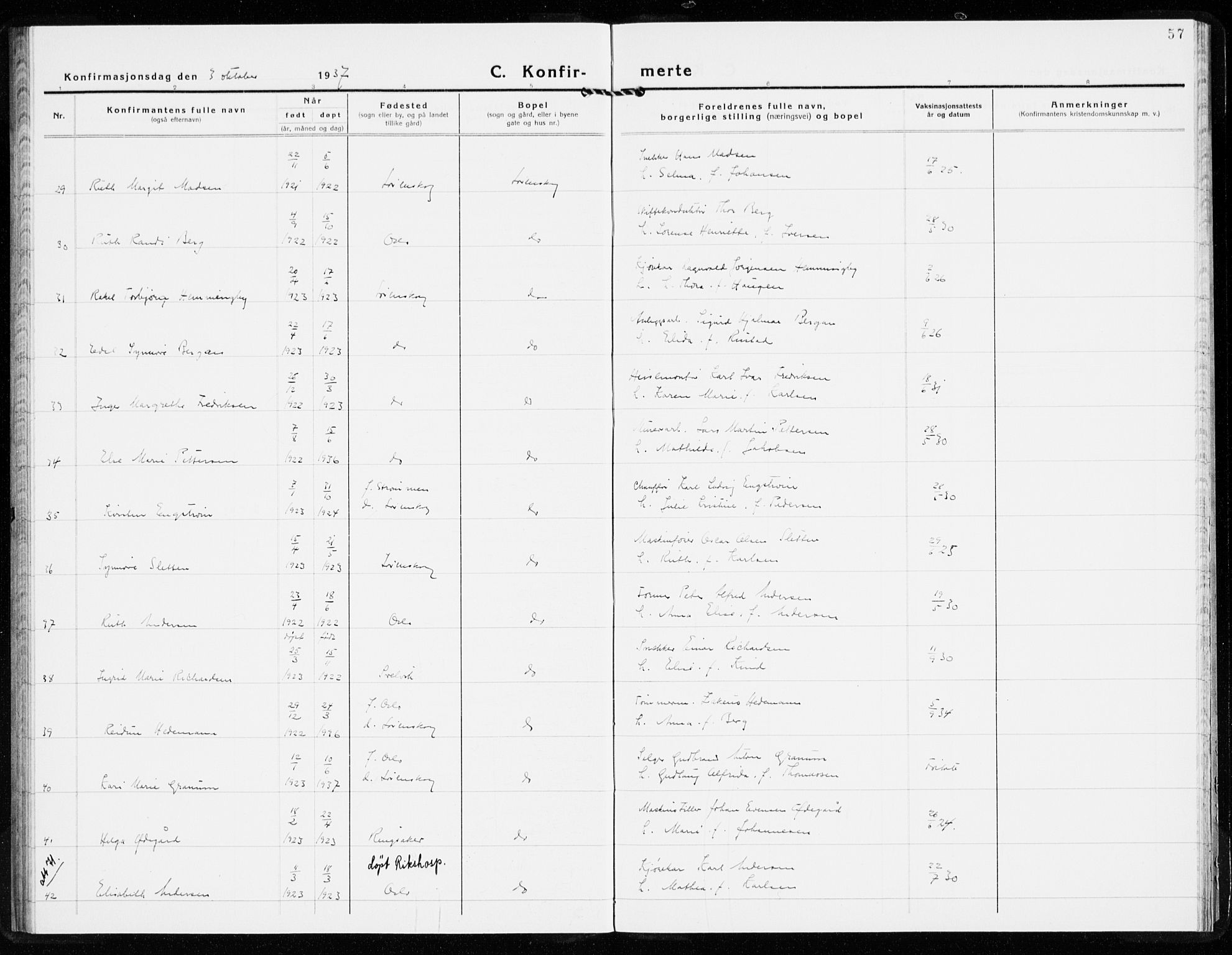 Skedsmo prestekontor Kirkebøker, AV/SAO-A-10033a/F/Fb/L0004: Parish register (official) no. II 4, 1931-1943, p. 57