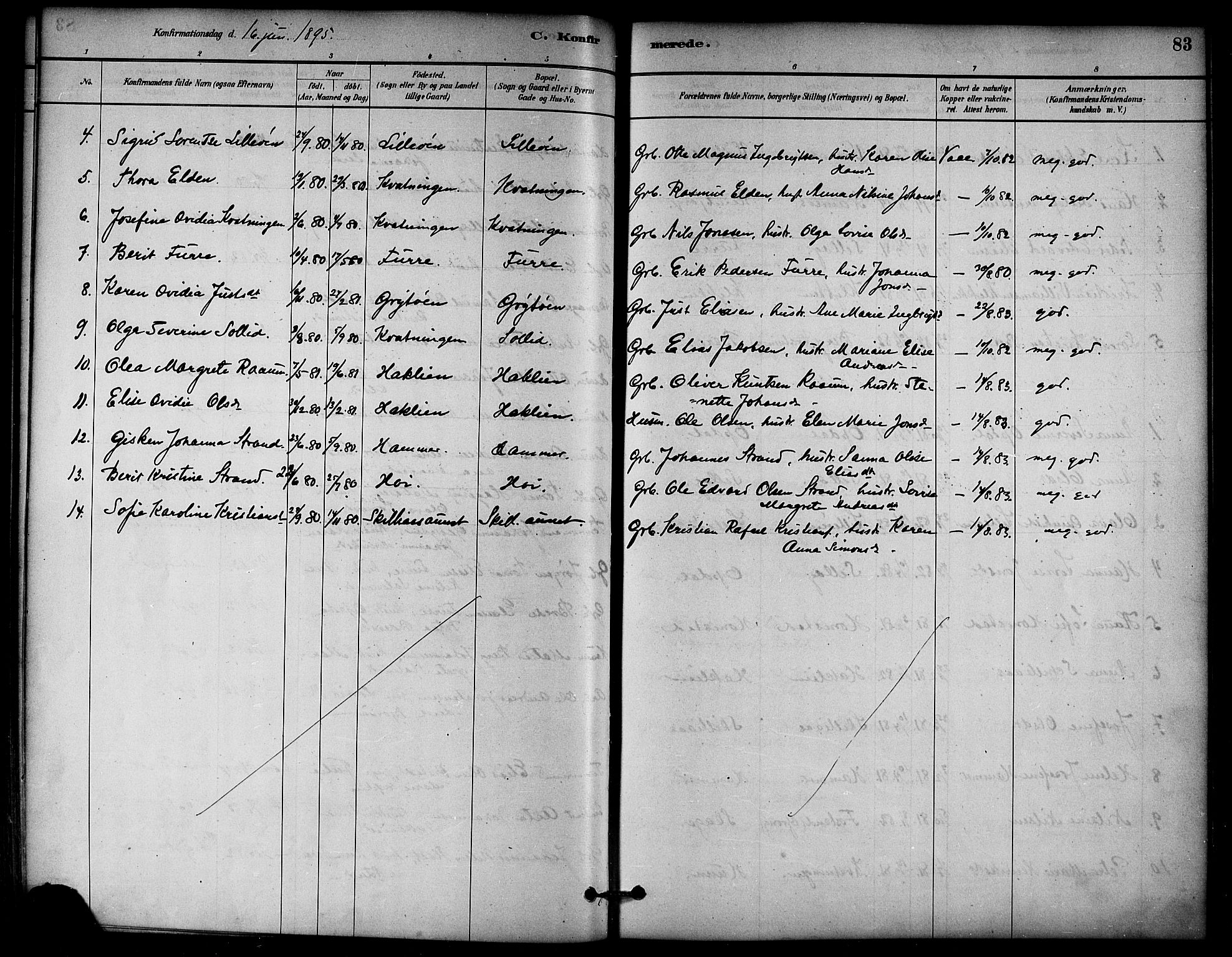 Ministerialprotokoller, klokkerbøker og fødselsregistre - Nord-Trøndelag, AV/SAT-A-1458/766/L0563: Parish register (official) no. 767A01, 1881-1899, p. 83