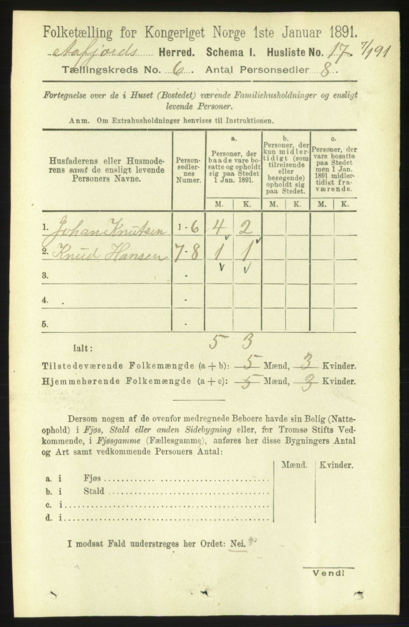 RA, 1891 census for 1630 Åfjord, 1891, p. 1455