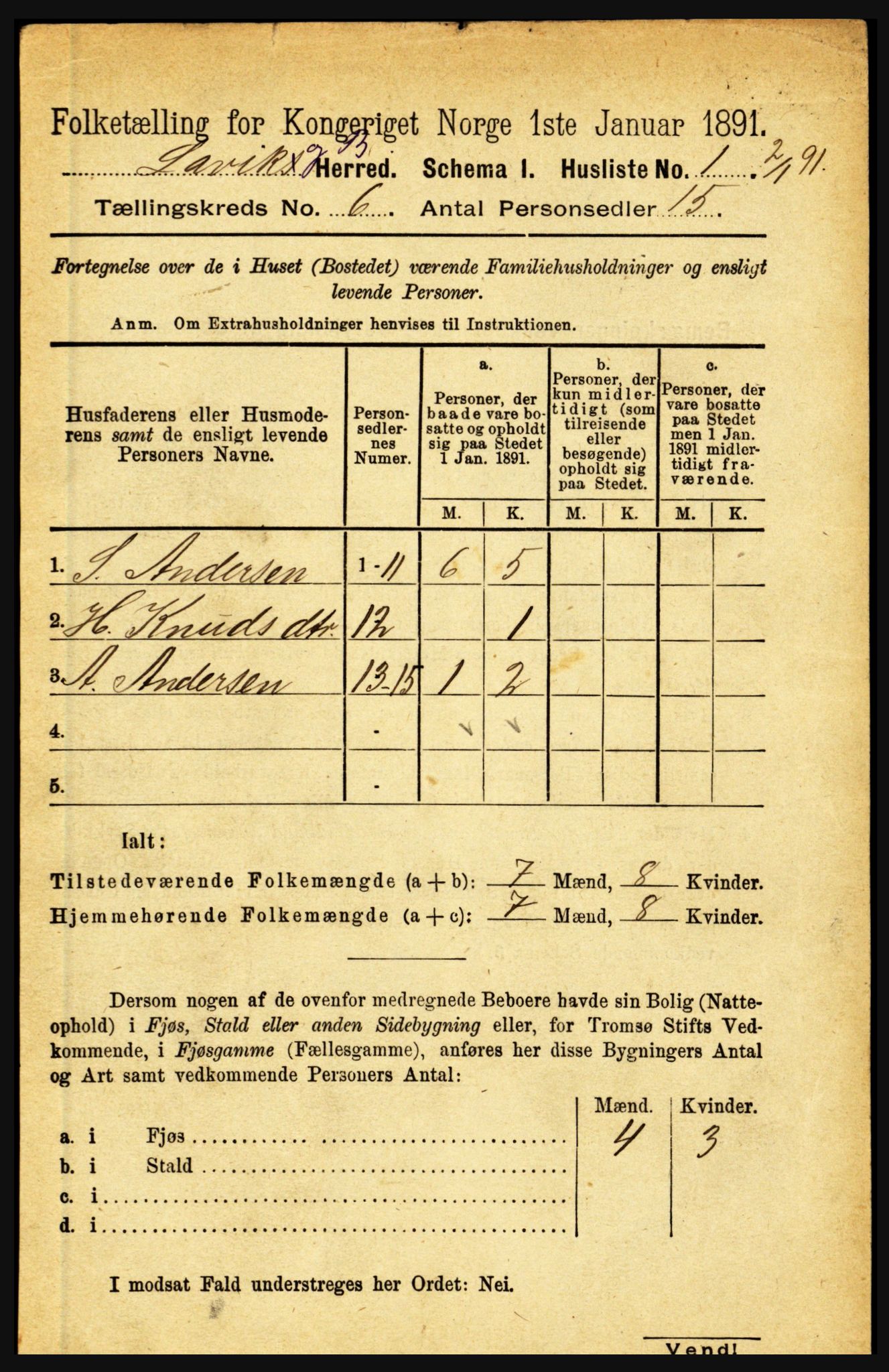 RA, 1891 census for 1415 Lavik og Brekke, 1891, p. 1102