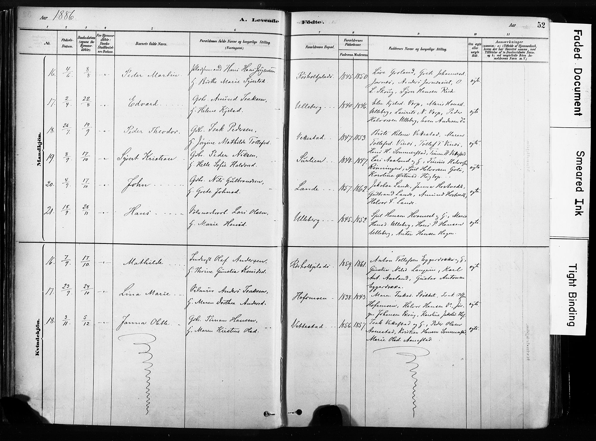 Sandsvær kirkebøker, SAKO/A-244/F/Fb/L0001: Parish register (official) no. II 1, 1878-1906, p. 52