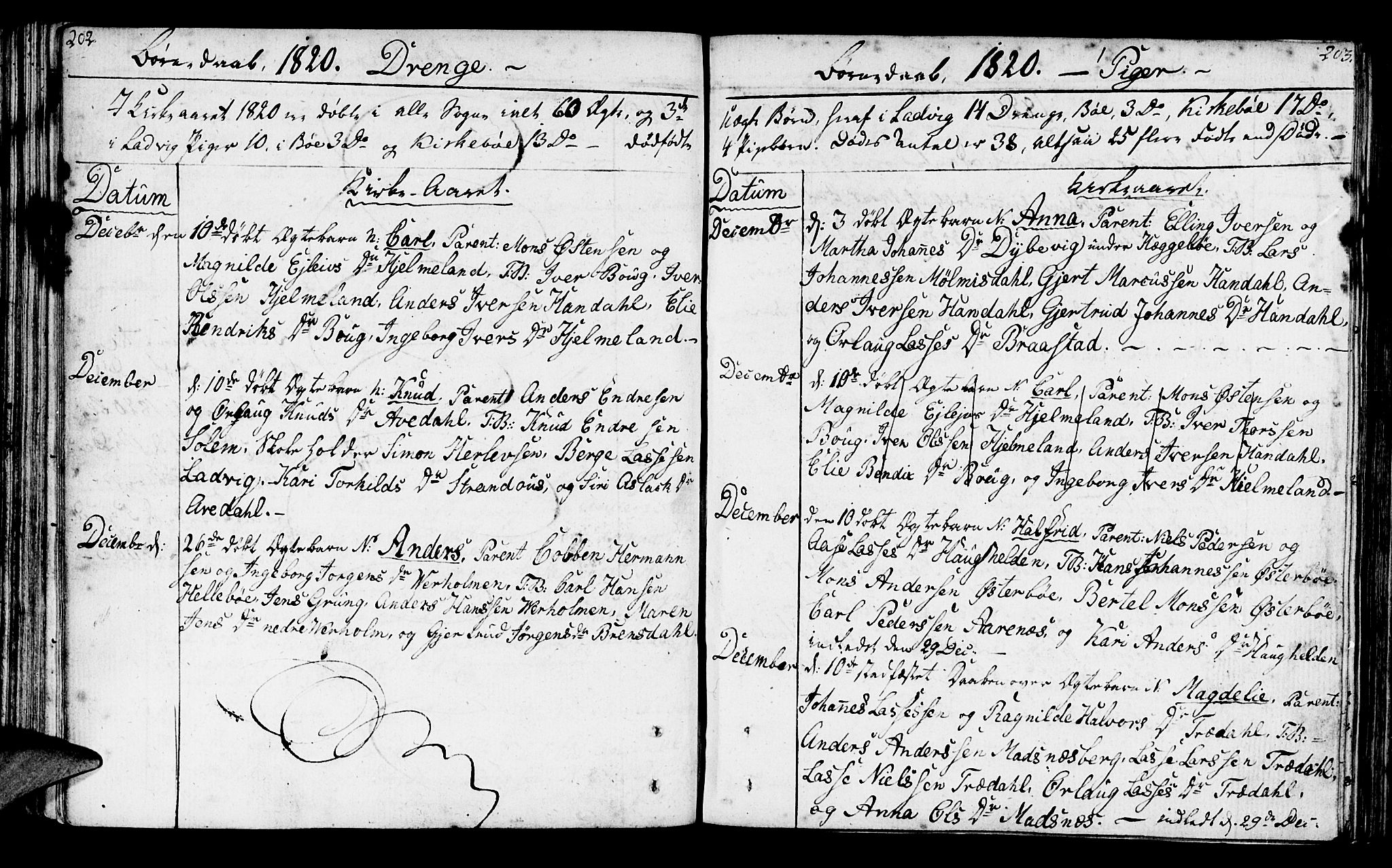 Lavik sokneprestembete, AV/SAB-A-80901: Parish register (official) no. A 1, 1809-1822, p. 202-203