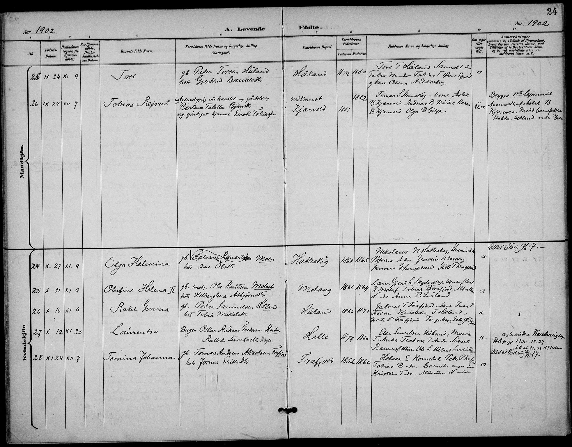 Høgsfjord sokneprestkontor, AV/SAST-A-101624/H/Ha/Haa/L0007: Parish register (official) no. A 7, 1898-1917, p. 24