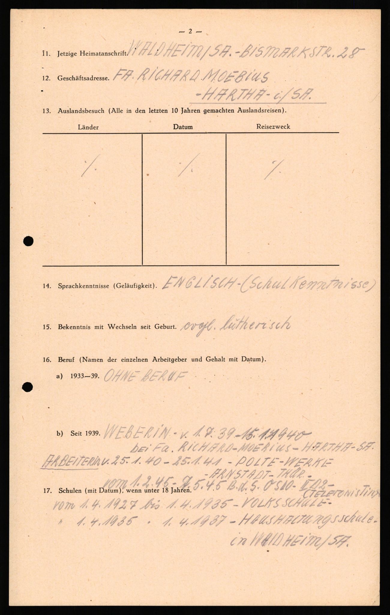 Forsvaret, Forsvarets overkommando II, AV/RA-RAFA-3915/D/Db/L0017: CI Questionaires. Tyske okkupasjonsstyrker i Norge. Tyskere., 1945-1946, p. 398