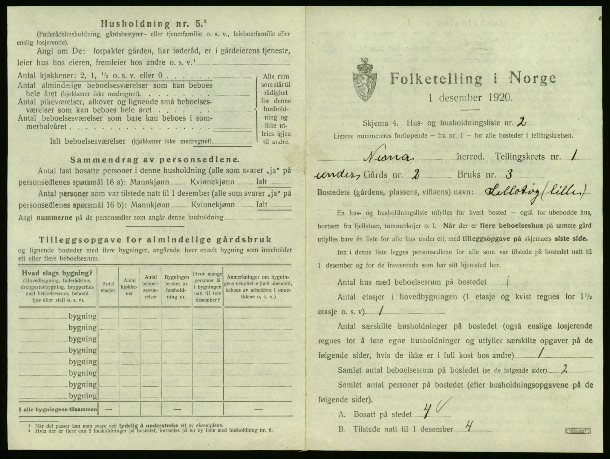 SAT, 1920 census for Nesna, 1920, p. 37