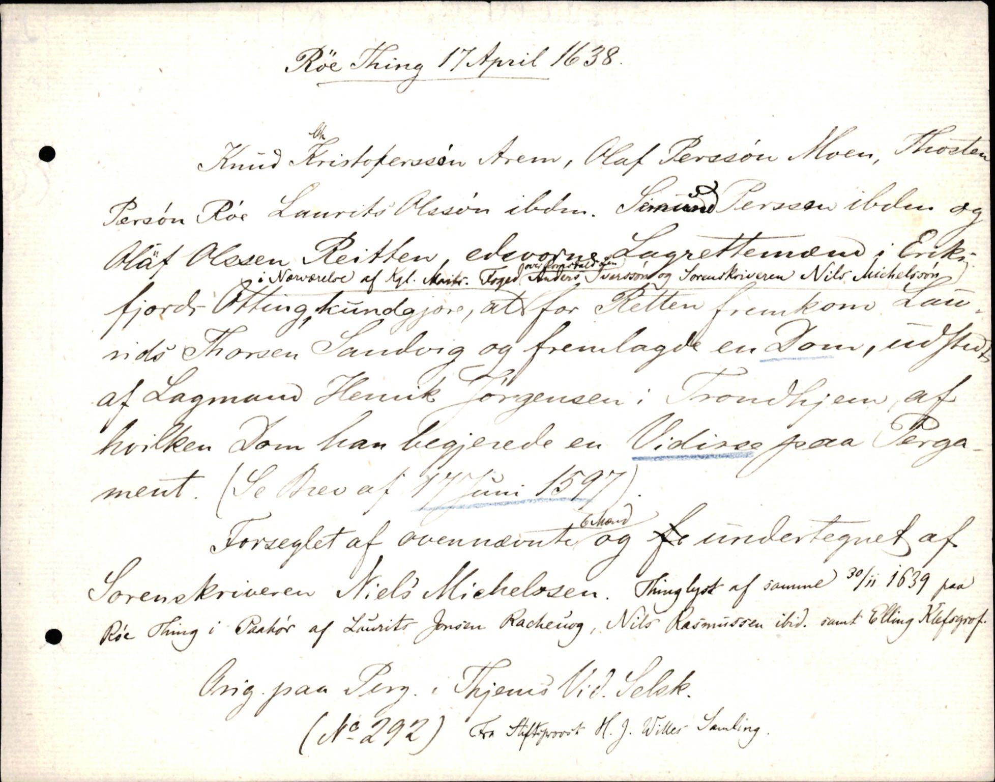 Riksarkivets diplomsamling, AV/RA-EA-5965/F35/F35d/L0003: Innlånte diplomer, seddelregister, 1621-1642, p. 613