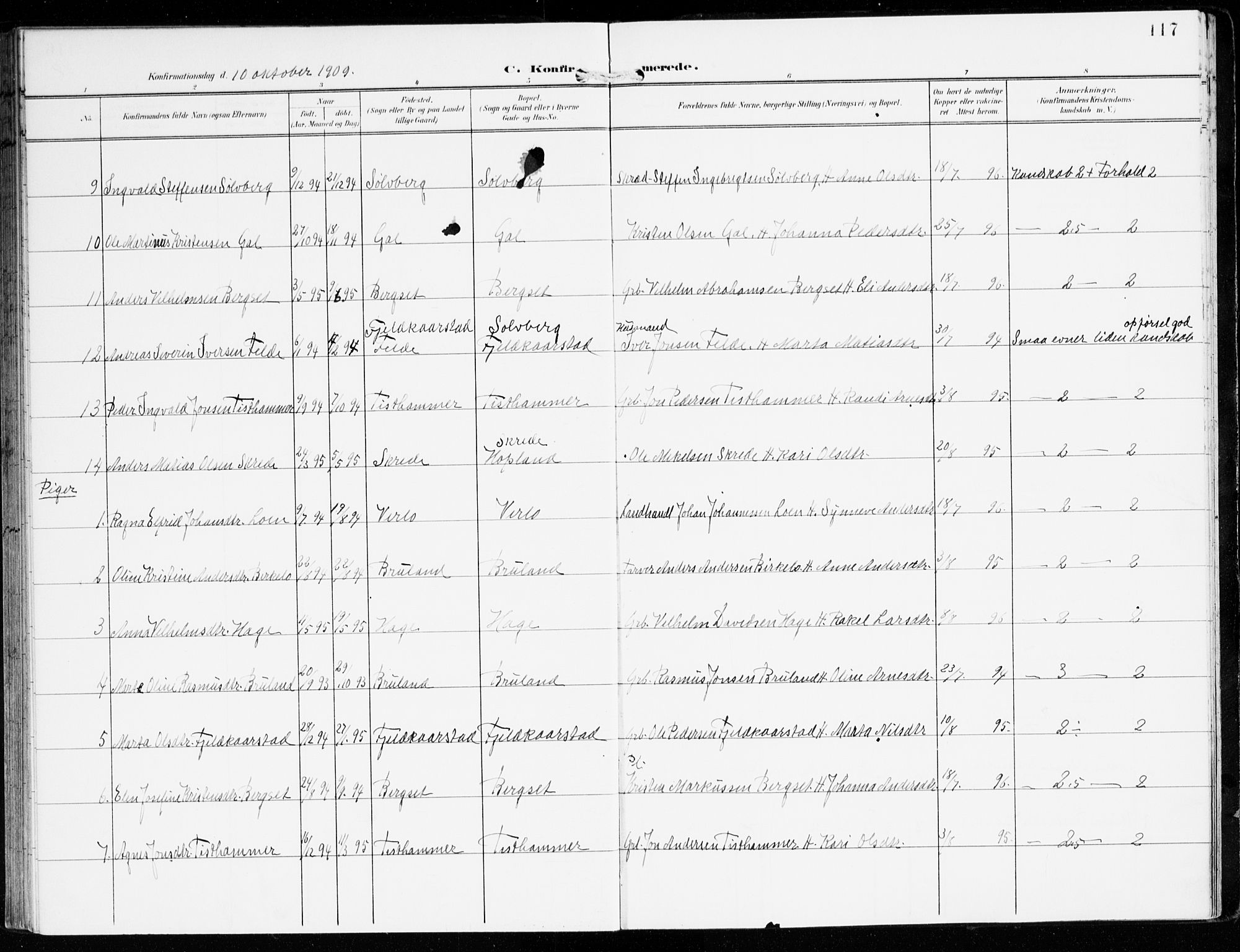 Innvik sokneprestembete, AV/SAB-A-80501: Parish register (official) no. D 2, 1900-1921, p. 117