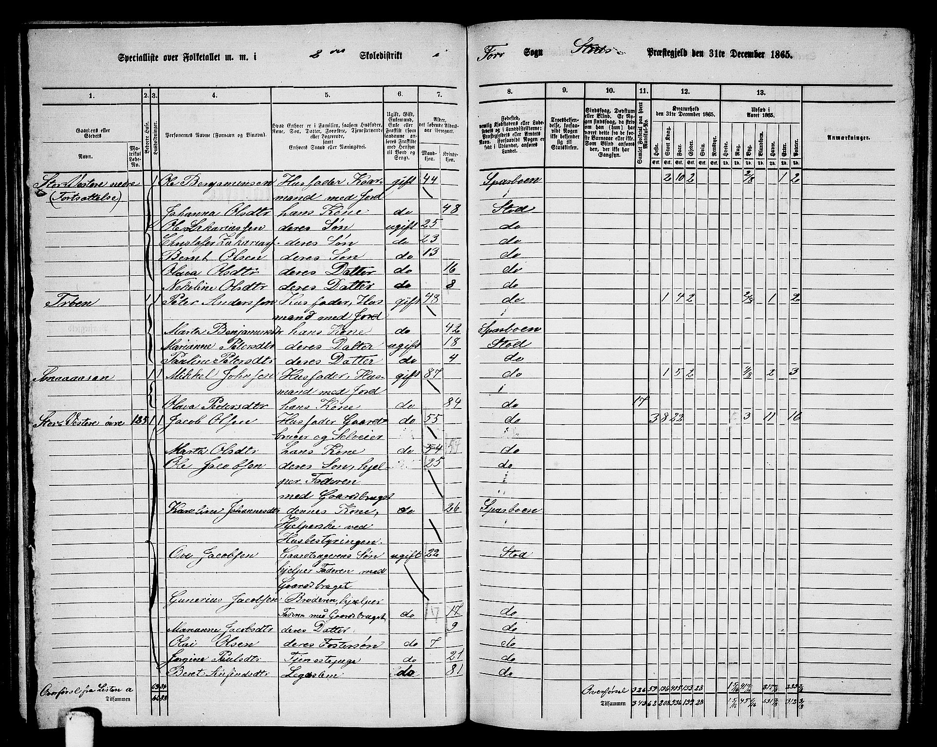 RA, 1865 census for Stod, 1865, p. 98