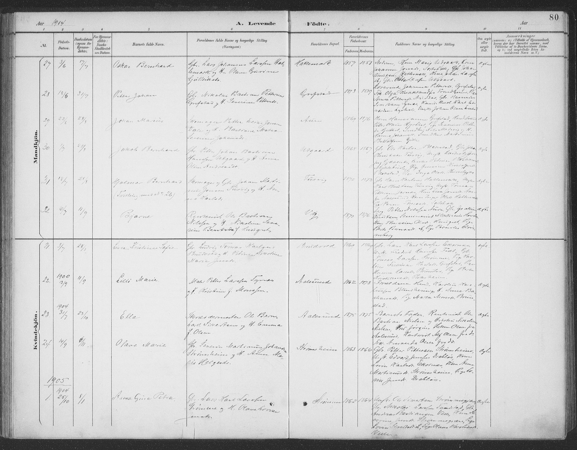 Ministerialprotokoller, klokkerbøker og fødselsregistre - Møre og Romsdal, AV/SAT-A-1454/523/L0335: Parish register (official) no. 523A02, 1891-1911, p. 80