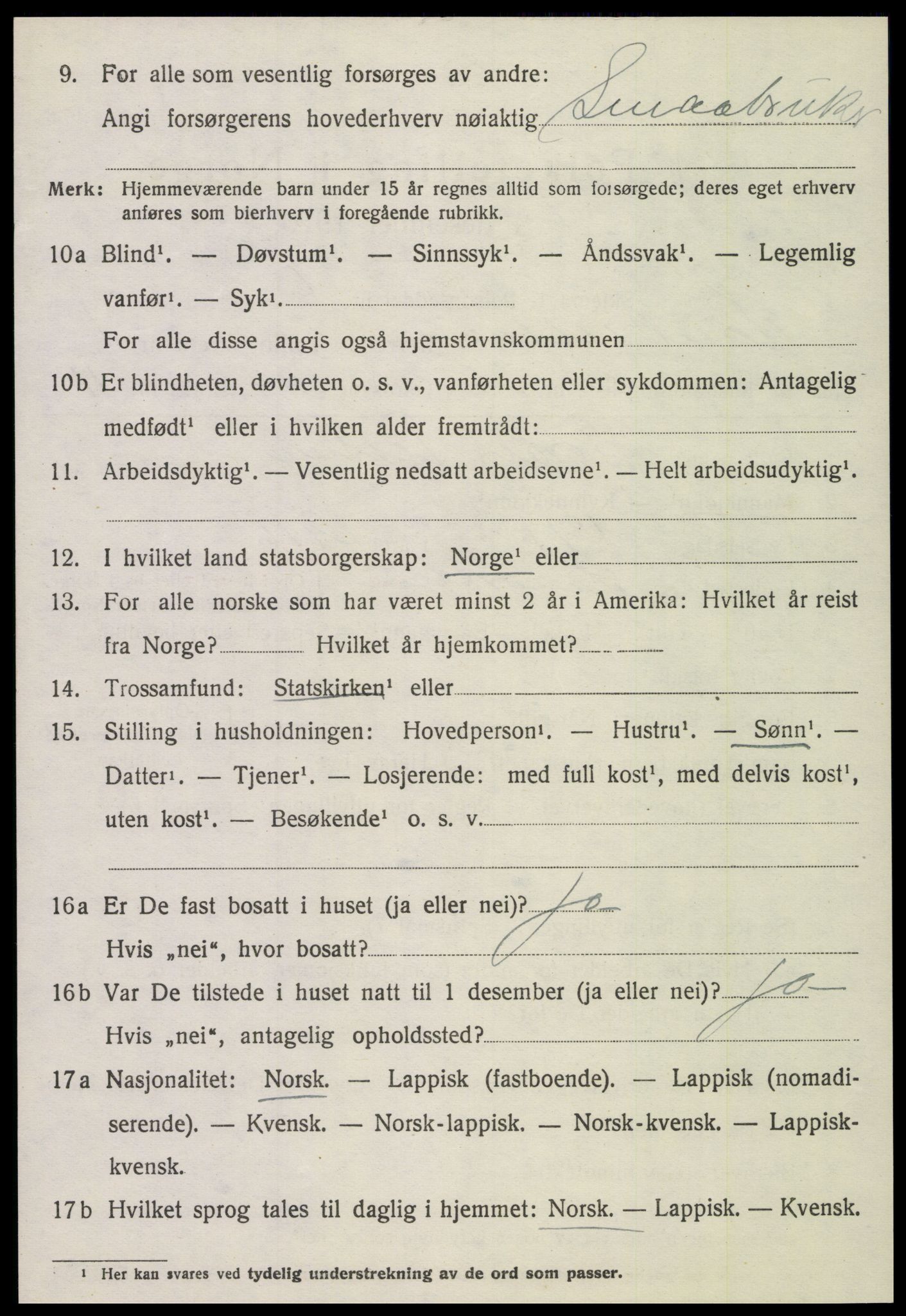 SAT, 1920 census for Sandvollan, 1920, p. 670