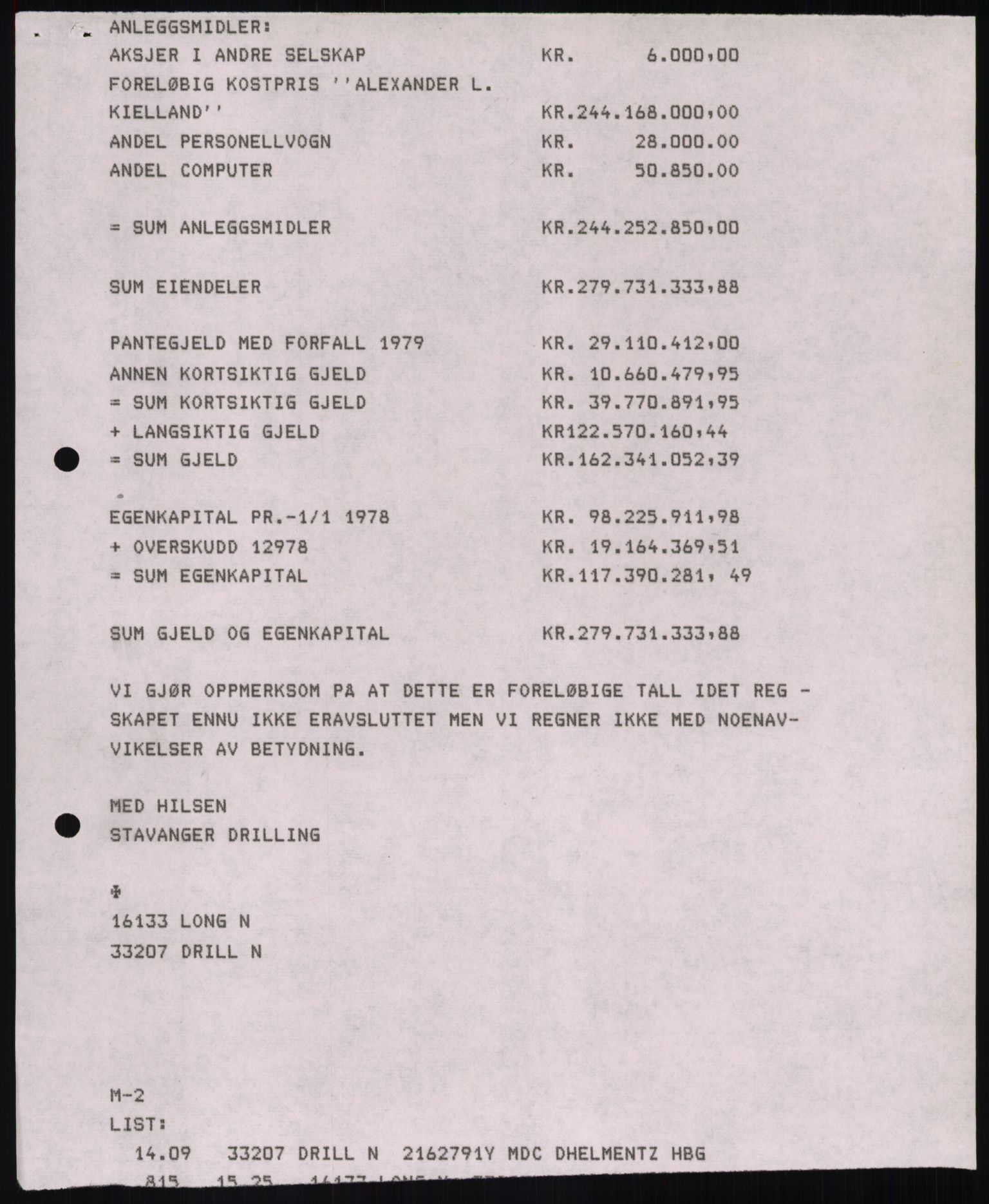 Pa 1503 - Stavanger Drilling AS, AV/SAST-A-101906/D/L0007: Korrespondanse og saksdokumenter, 1974-1981, p. 1304