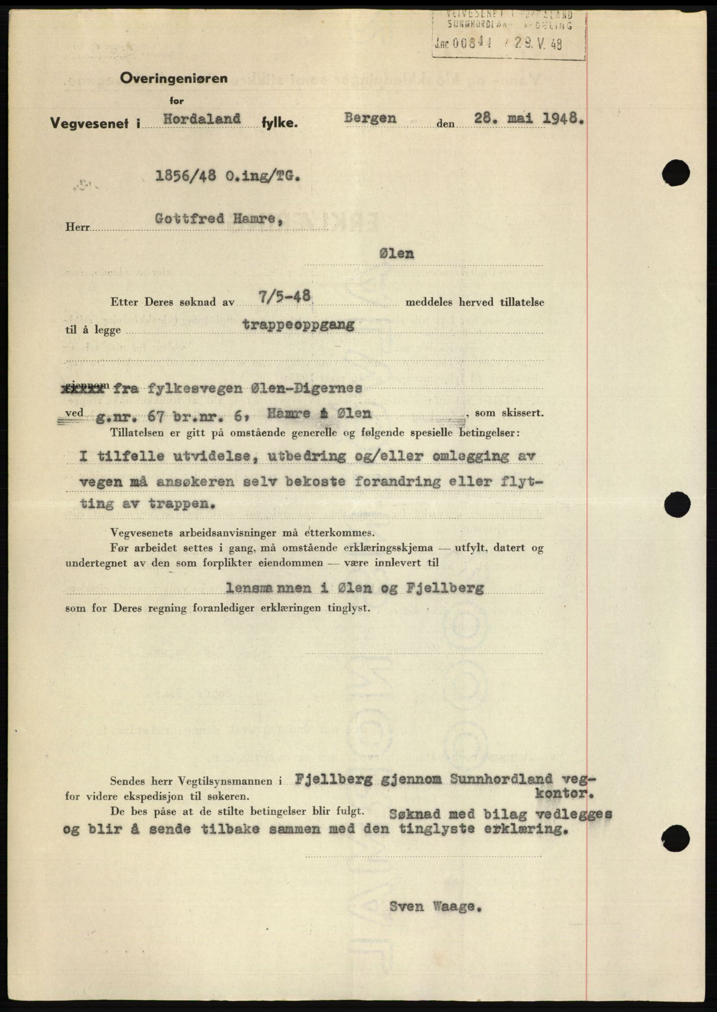 Sunnhordland sorenskrivar, AV/SAB-A-2401: Mortgage book no. B75-79, 1948-1950, Diary no: : 2187/1948
