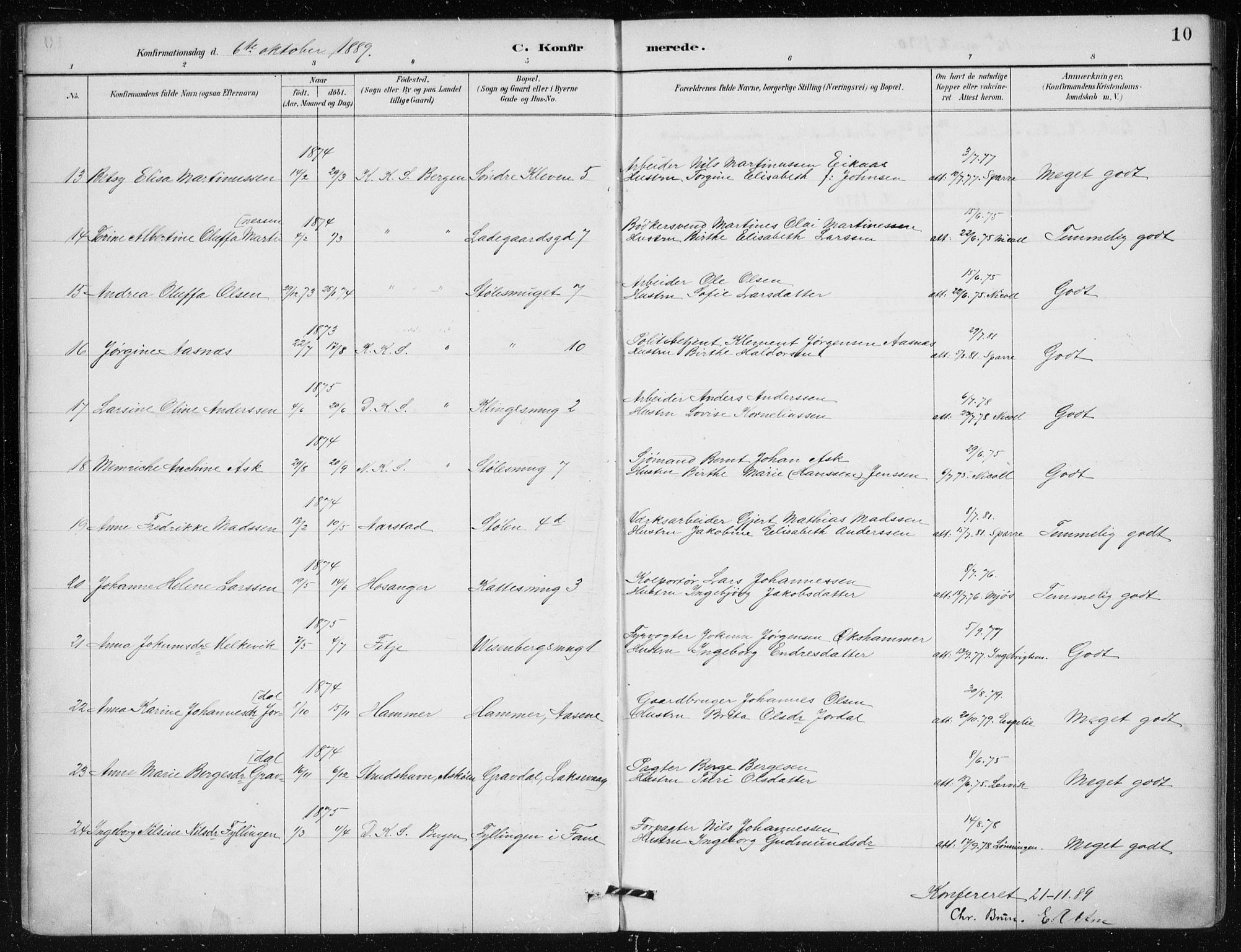 Mariakirken Sokneprestembete, AV/SAB-A-76901/H/Haa/L0013: Parish register (official) no. C 1, 1889-1900, p. 10