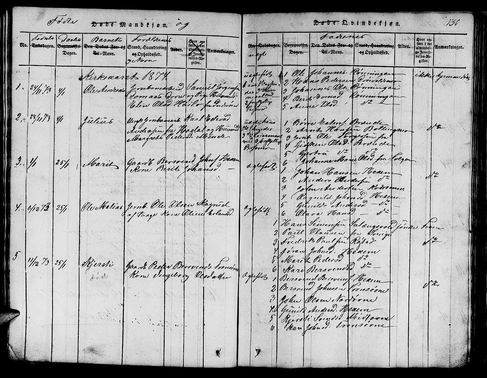 Ministerialprotokoller, klokkerbøker og fødselsregistre - Sør-Trøndelag, SAT/A-1456/685/L0976: Parish register (copy) no. 685C01, 1817-1878, p. 130