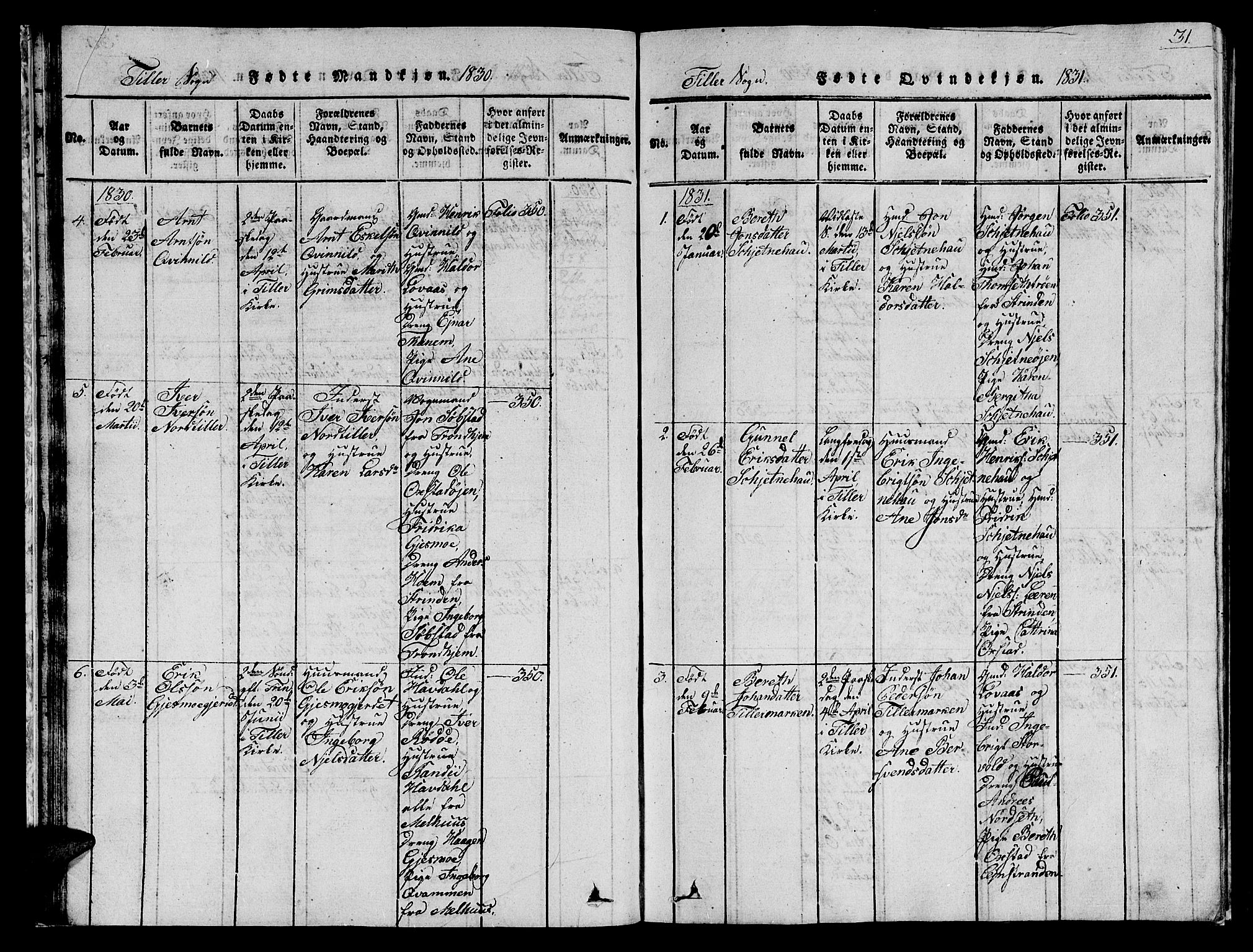 Ministerialprotokoller, klokkerbøker og fødselsregistre - Sør-Trøndelag, SAT/A-1456/621/L0458: Parish register (copy) no. 621C01, 1816-1865, p. 31