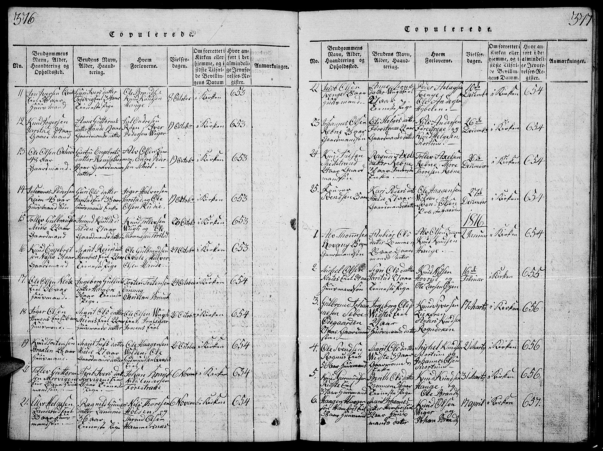 Slidre prestekontor, AV/SAH-PREST-134/H/Ha/Hab/L0001: Parish register (copy) no. 1, 1814-1838, p. 376-377