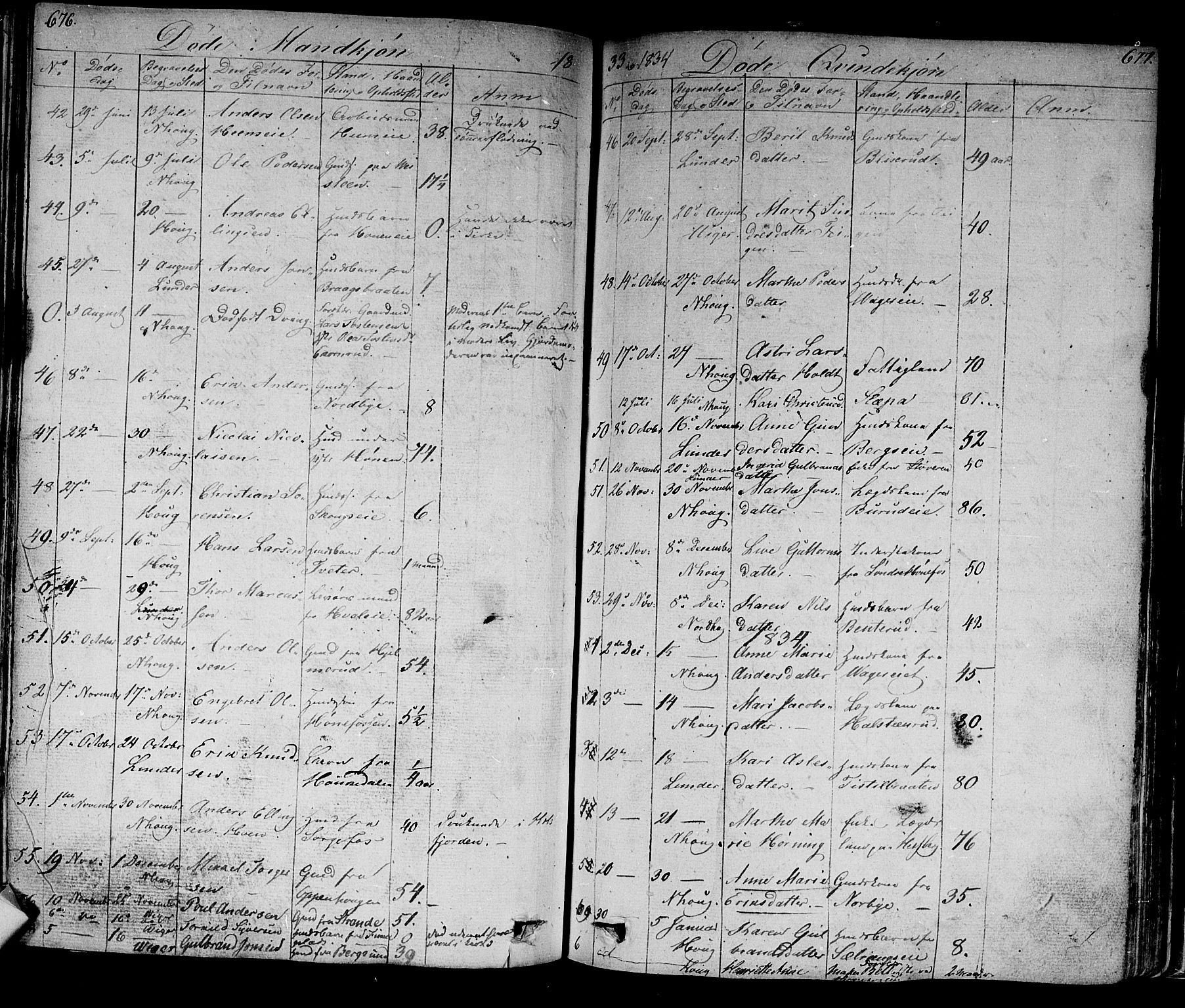 Norderhov kirkebøker, AV/SAKO-A-237/F/Fa/L0009: Parish register (official) no. 9, 1819-1837, p. 676-677