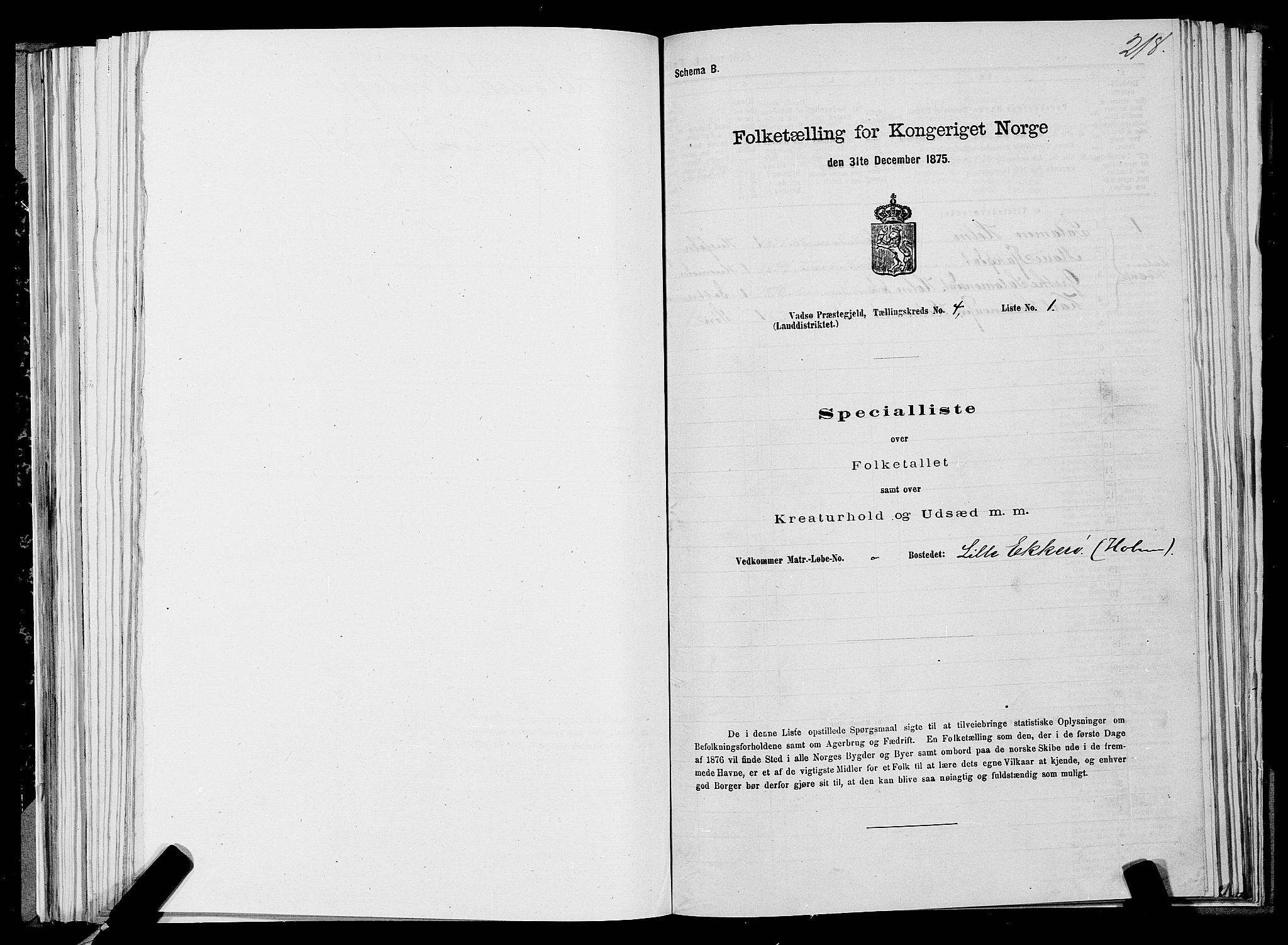 SATØ, 1875 census for 2029L Vadsø/Vadsø, 1875, p. 1218