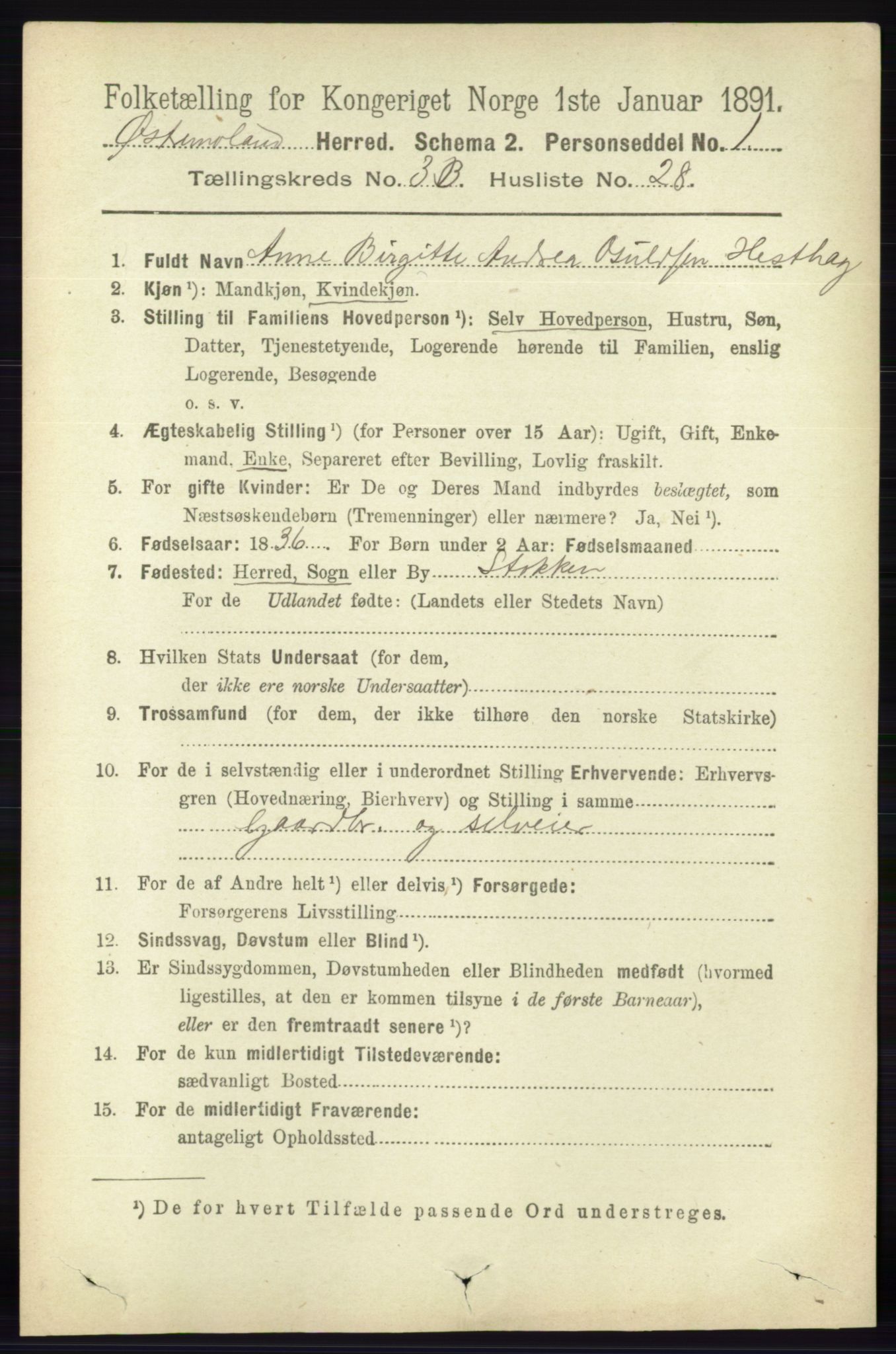 RA, 1891 census for 0918 Austre Moland, 1891, p. 1891